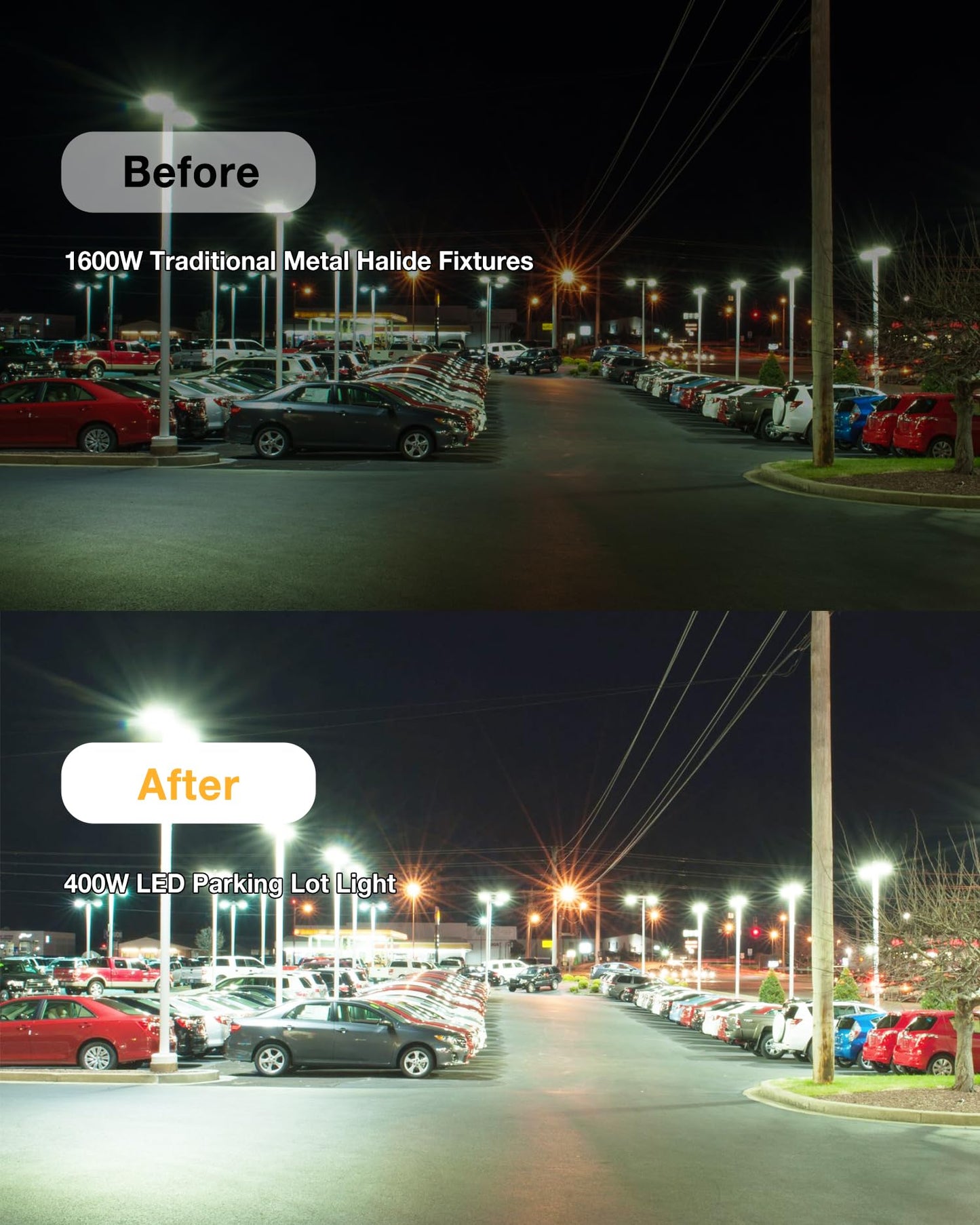 Jc-Lgl 400W Led Parking Lot Lights Led Shoebox Light 56000Lm 5000K Daylight  Ip65 Ul & Etl Certified 0-10V Dimmable  Commercial Outdoor Area Lighting For Parking Lots  Sports Stadiums  And Streets