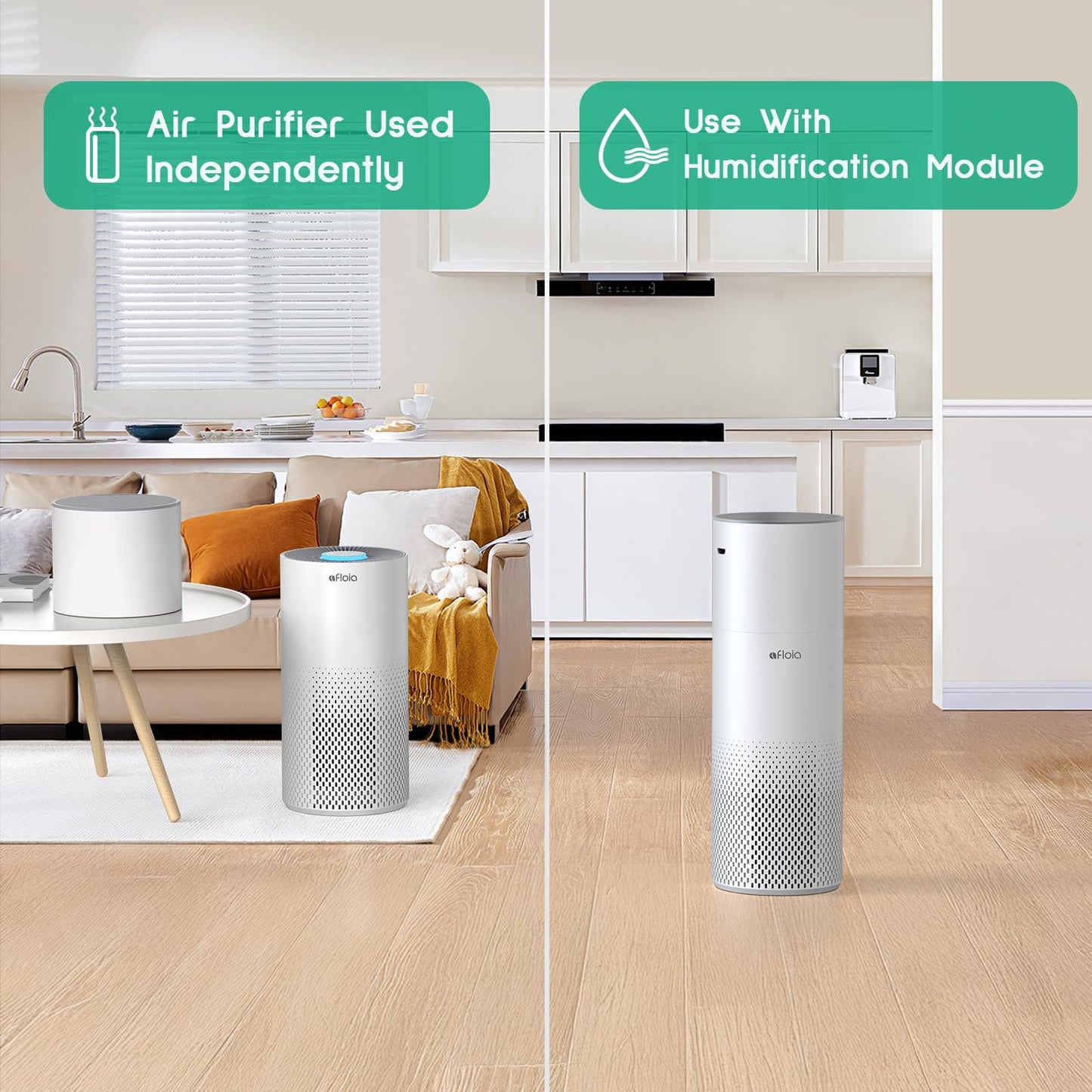 Afloia Humidifier and Air Purifier in One, Air Purifier and Humidifier Combo for Home, 22dB| 7 Colors Light Air Purifiers 2 in 1, Quiet Air Cleaner Removing 99.99% Smokers Odor and Pollen for Bedroom