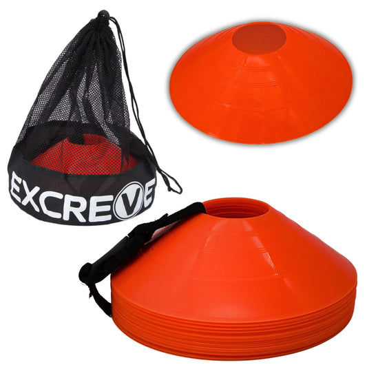 Agility Soccer Cones with Carry Bag for Sports Training - Set of 24 & 50 Orange Soccer Cones for Training Football, Basketball, Fitness - Outdoor & Indoor Drill - Coaching Practice Equipment