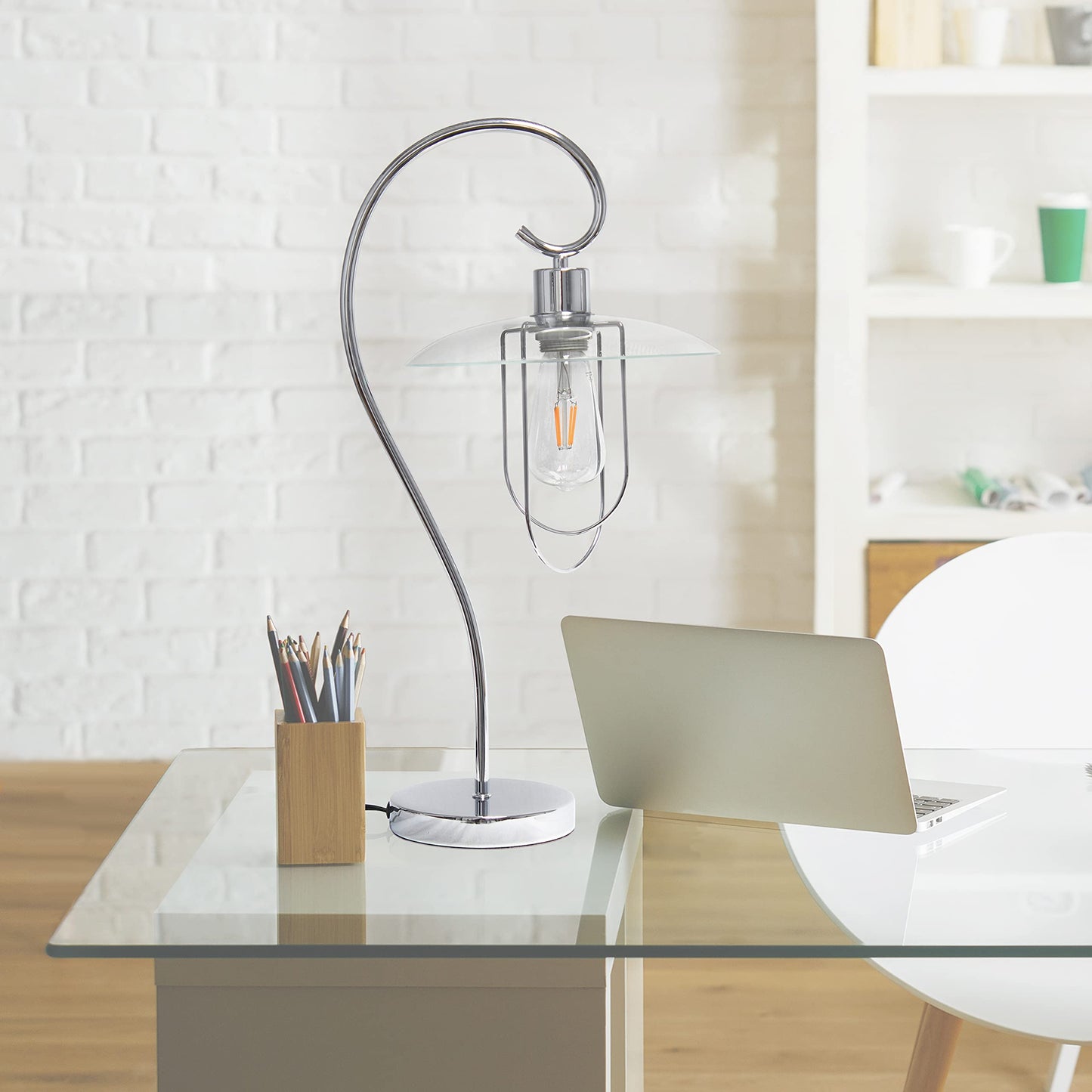 LALIA HOME Modern Table Lamp, Iron, Polished Chrome, Model LHT-4000 Family