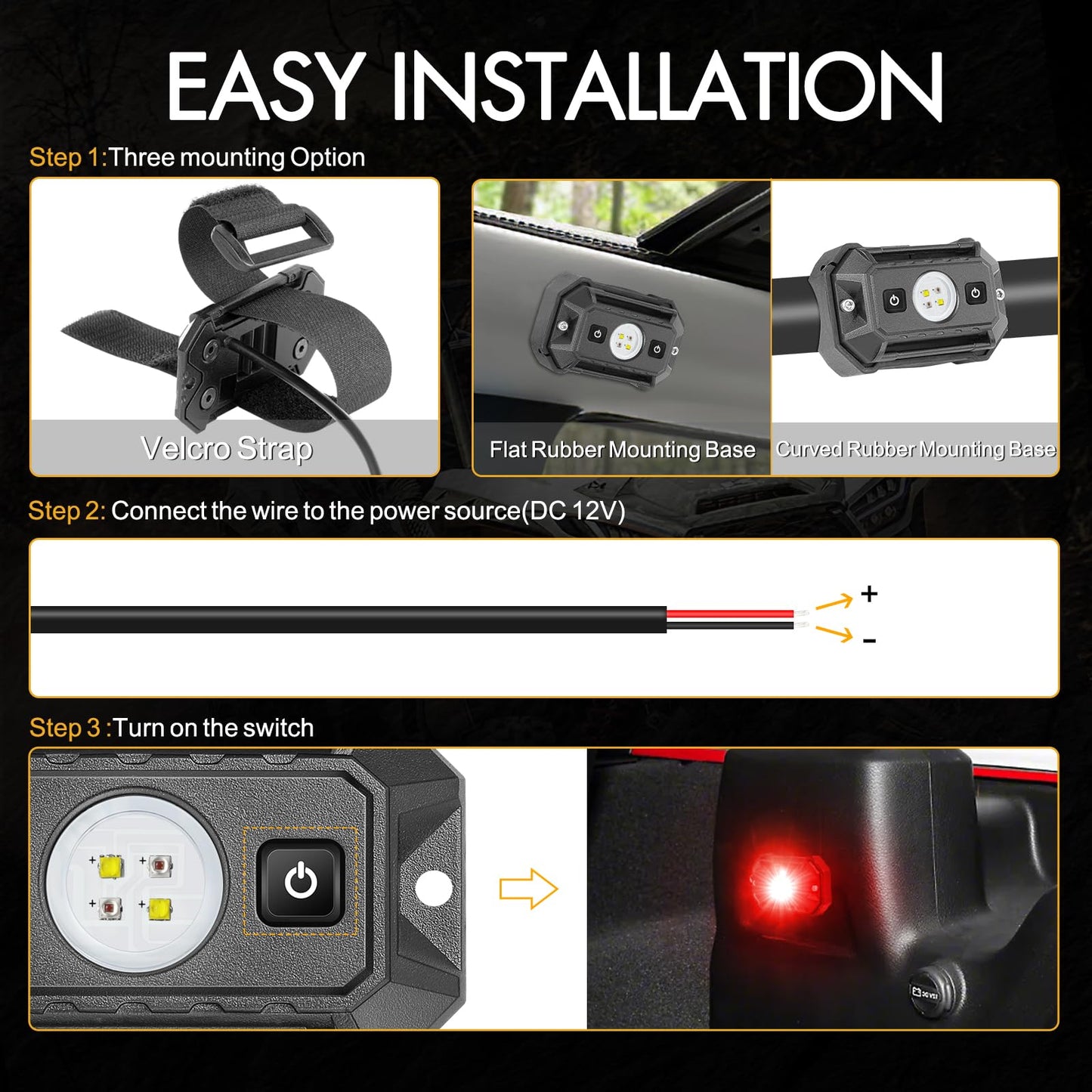 Utv Interior Dome Lights 12V Wired  Rfroad Lighting Led Dome Lights Universal Roll Bar Mount Led Light Utility Roll Cage Light For Utv Atv Rzr Can-Am Truck Golf Cart Sxs Cab - White/Red 2 Pack