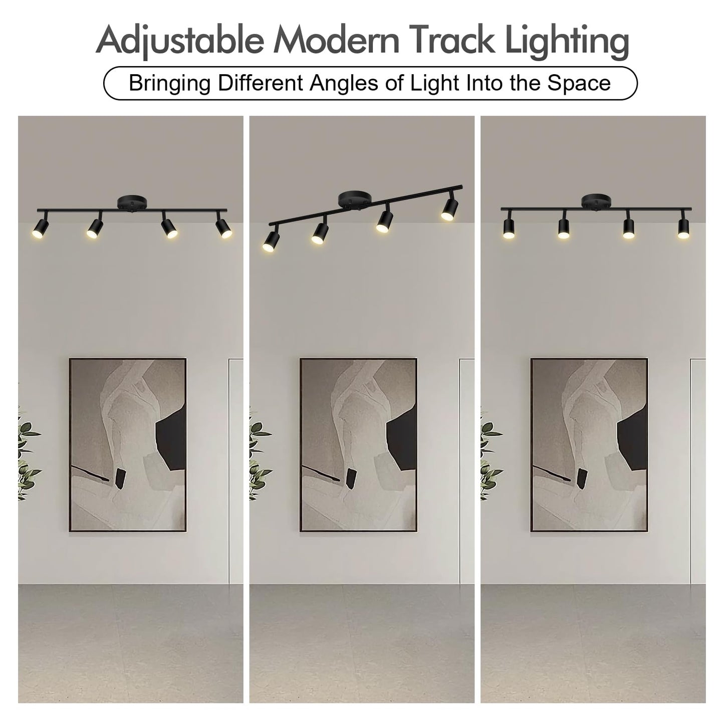 Auquee 4 Light Track Lighting Fixtures Ceiling  16W/2700K Black Track Lighting With Acrylic Lampshade & Rotatable Light Heads  20000Hrs Lifespan  Modern Led Track Lights Ceiling For Kitchen/Hallyway