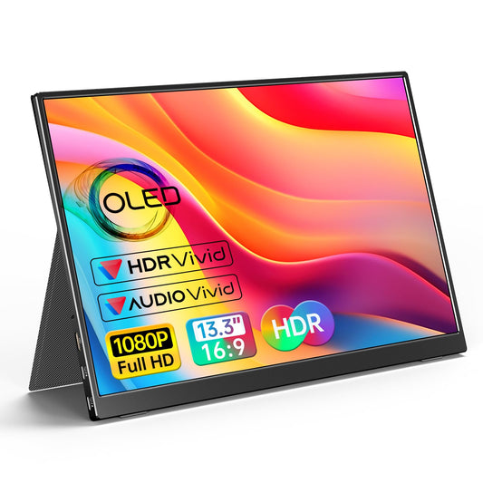 VILVA Portable-Monitor-for-Laptop - 15.6'' 1080P FHD IPS Display USB-C HDMI Portable Monitor for Laptop with Cover and Speakers External Monitor for Laptop/PC/Mac/Phone/Xbox Switch/PS4/