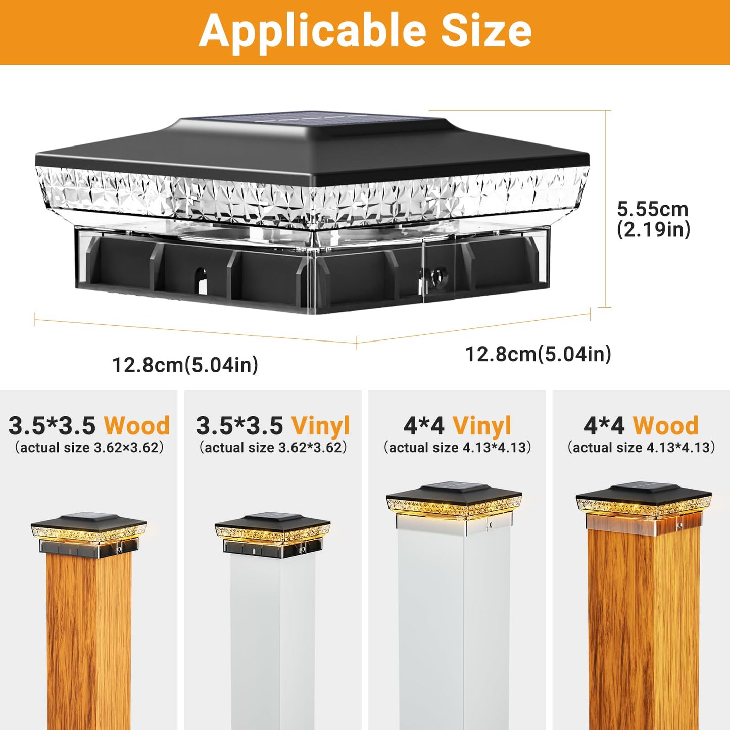 Btfarm 4X4 Solar Post Cap Lights Outdoor  2 Modes 16 Led Deck Fence Post Lights  6 Pack Waterproof Solar Powered Lighting Outside Fit 4X4 3.5X3.5 Wooden/Vinyl For Porch Patio Garden  Black