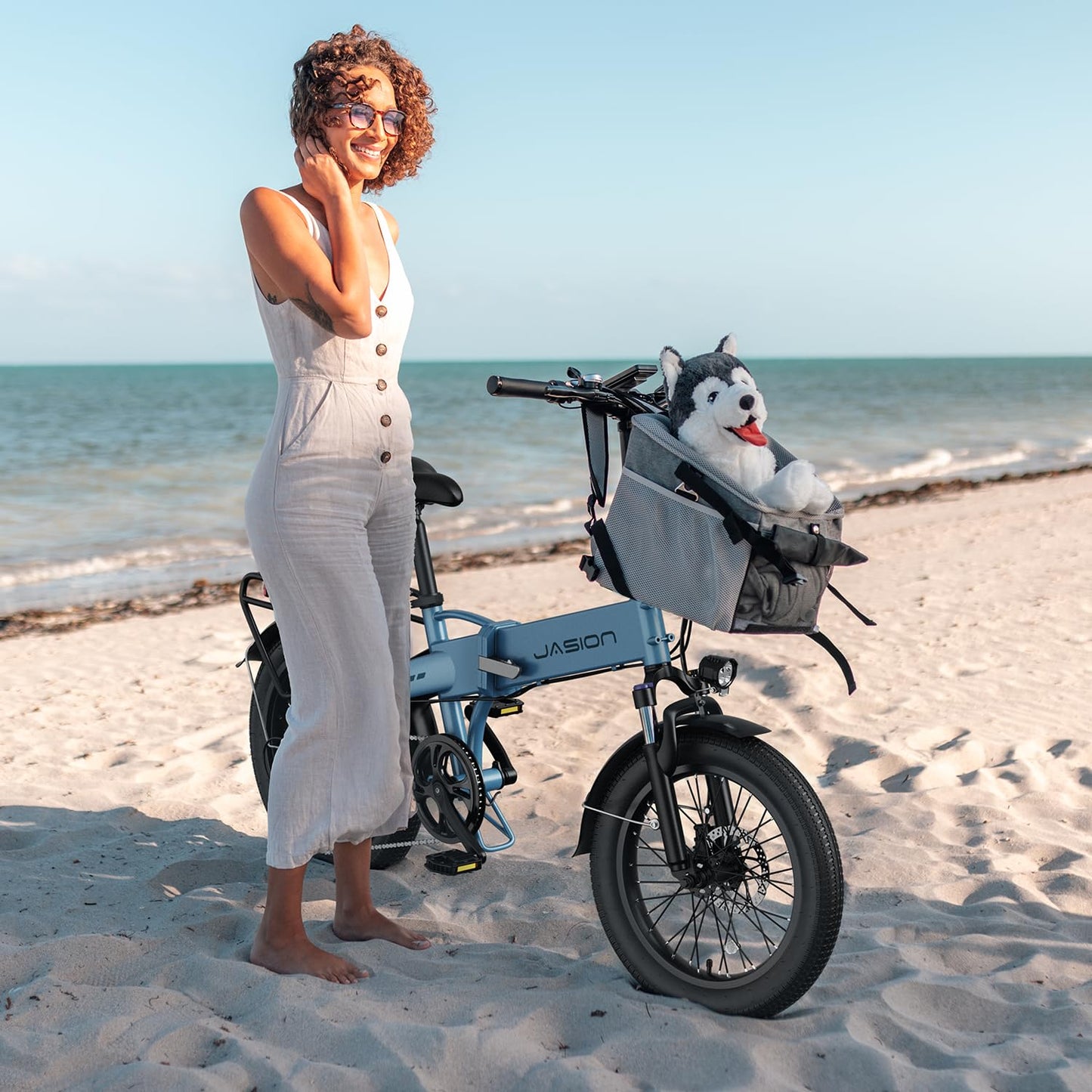 Jasion EBS Electric Bike for Adults, 1000W Peak Motor up to 23 MPH Top Speed Ebike, Aluminum 20'' Fat Tire Electric Bike Built-in 48V Removable Battery with 45 Max Miles, Folding Ebikes for Adults