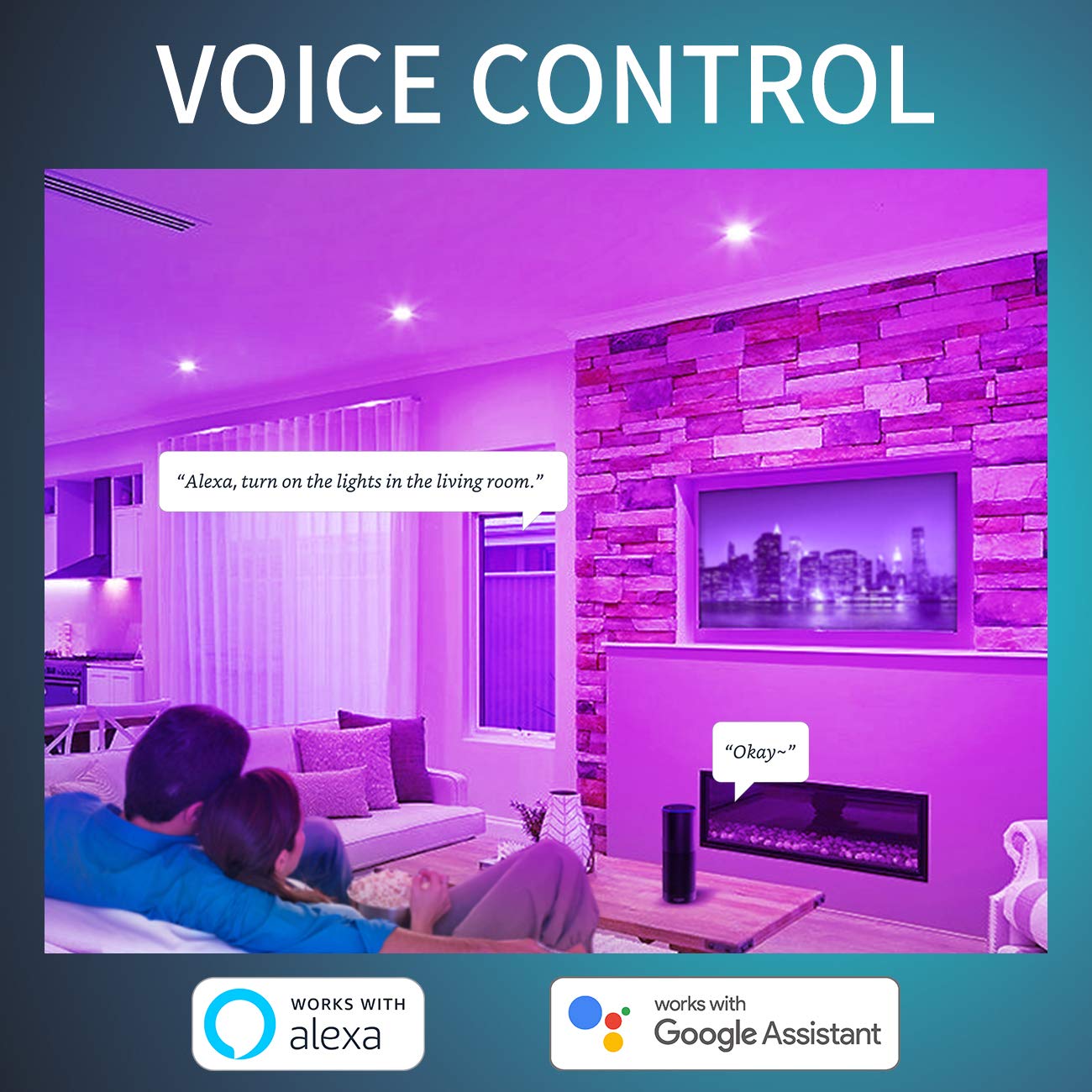 ANWIO Smart Light Bulb BR30 RGB LED WiFi Dimmable 8.5W, Compatible with Alexa & Google Assistant, 4 Pack