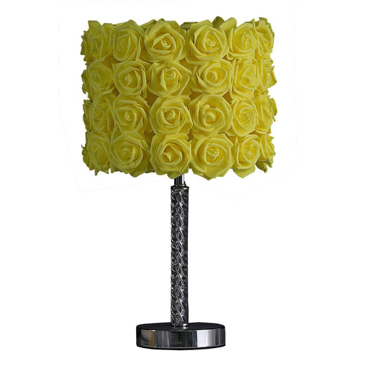 Benzara Table Lamp with Twisted Acrylic Base, Metal, Yellow, Model BM231813