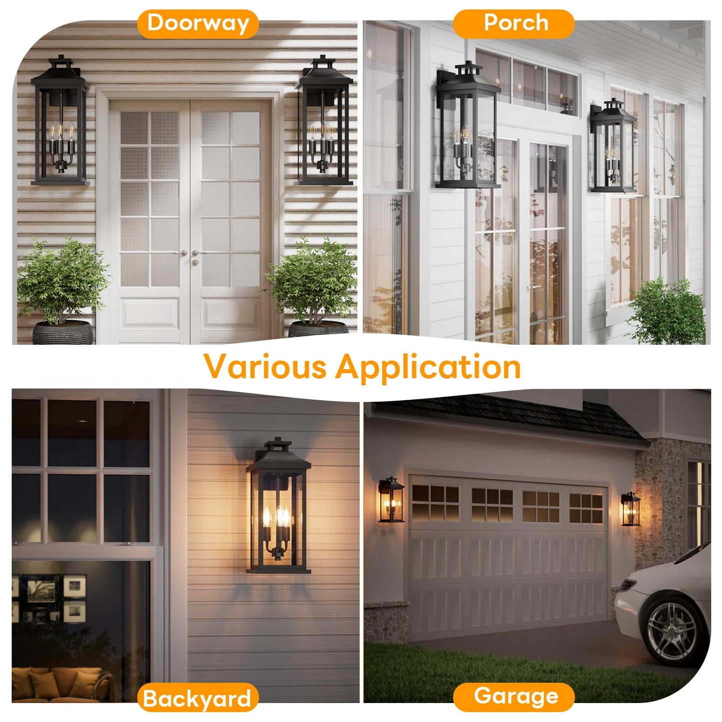 Venzblomia Large Outdoor Light 3-Light 20 Black Exterior Lighting Fixture  Modern Outside Wall Mounted Porch Sconce  Waterproof Patio Garage Garden Carriage Lantern Lamp For House E12  1-Pack