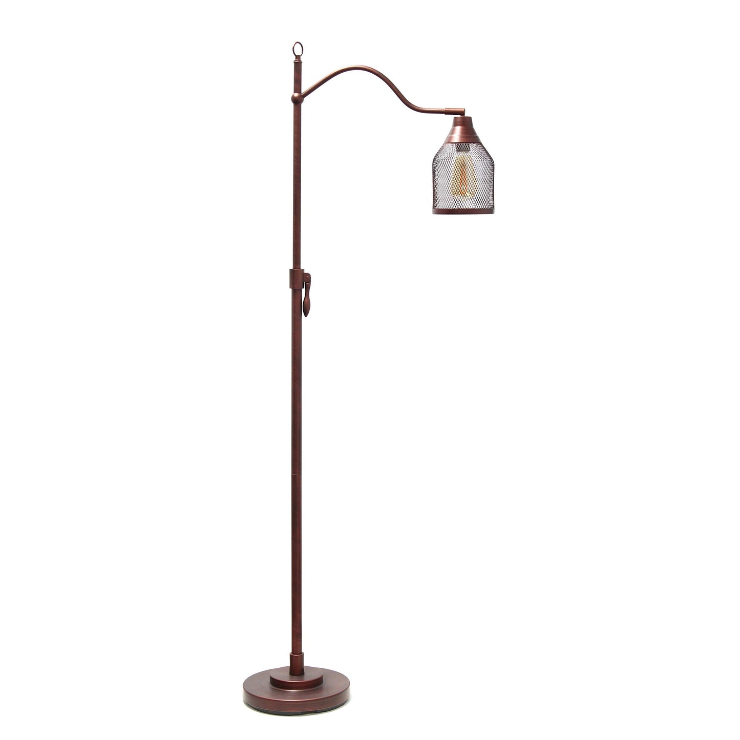 Elegant Designs Adjustable Floor Lamp Metal Netted Shade 10inL x 24.25inW x 60inH Red Bronze Model LF1029-RDB
