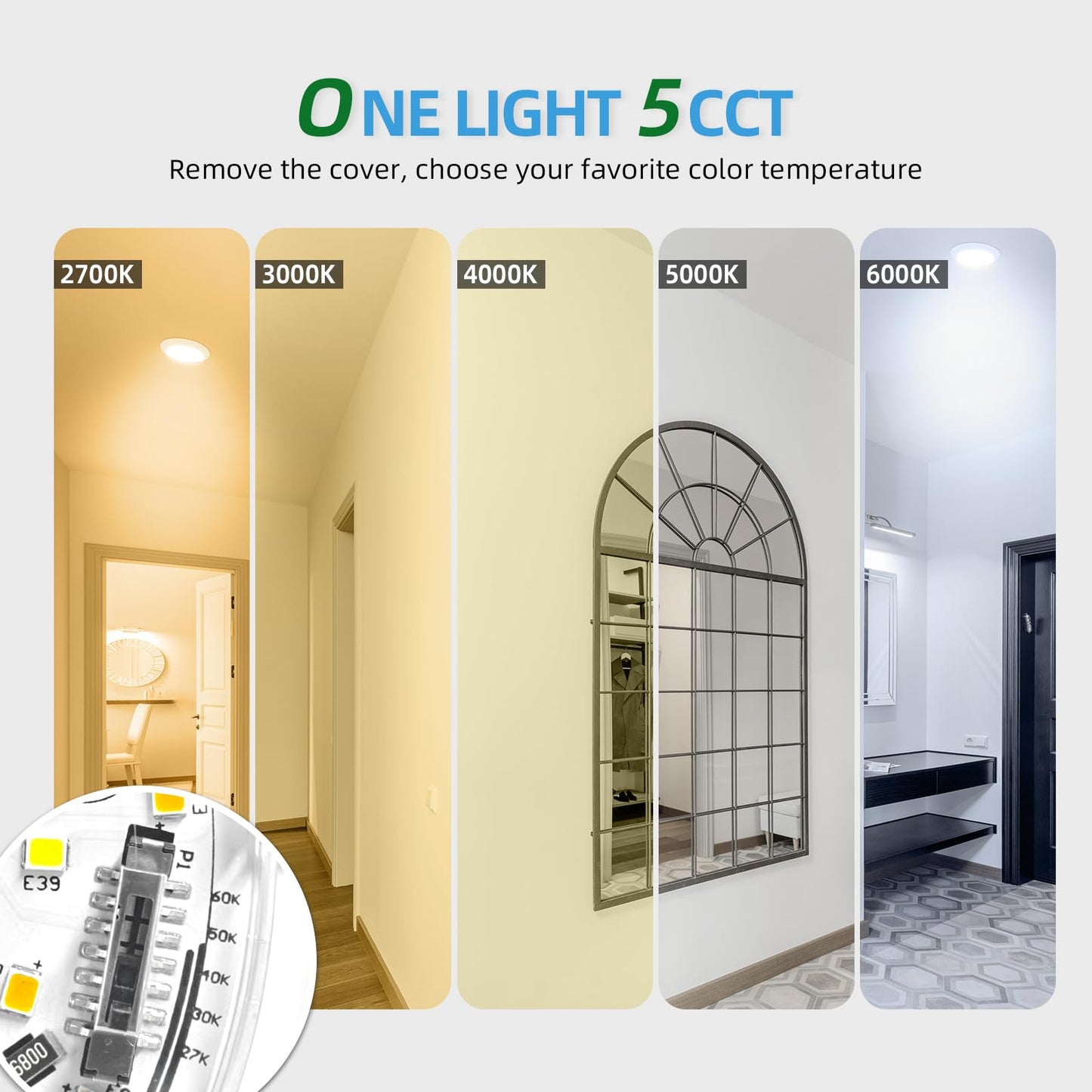 Ecoeler 5/6 Inch Led Disc Lights  5Cct Dimmable Flush Mount Ceiling Downlight  16.5W  1100Lm  5 Color Selectable Surface Mount Ceiling Lighting For Closet  Office  Garage  Etl&Fcc  24 Pack