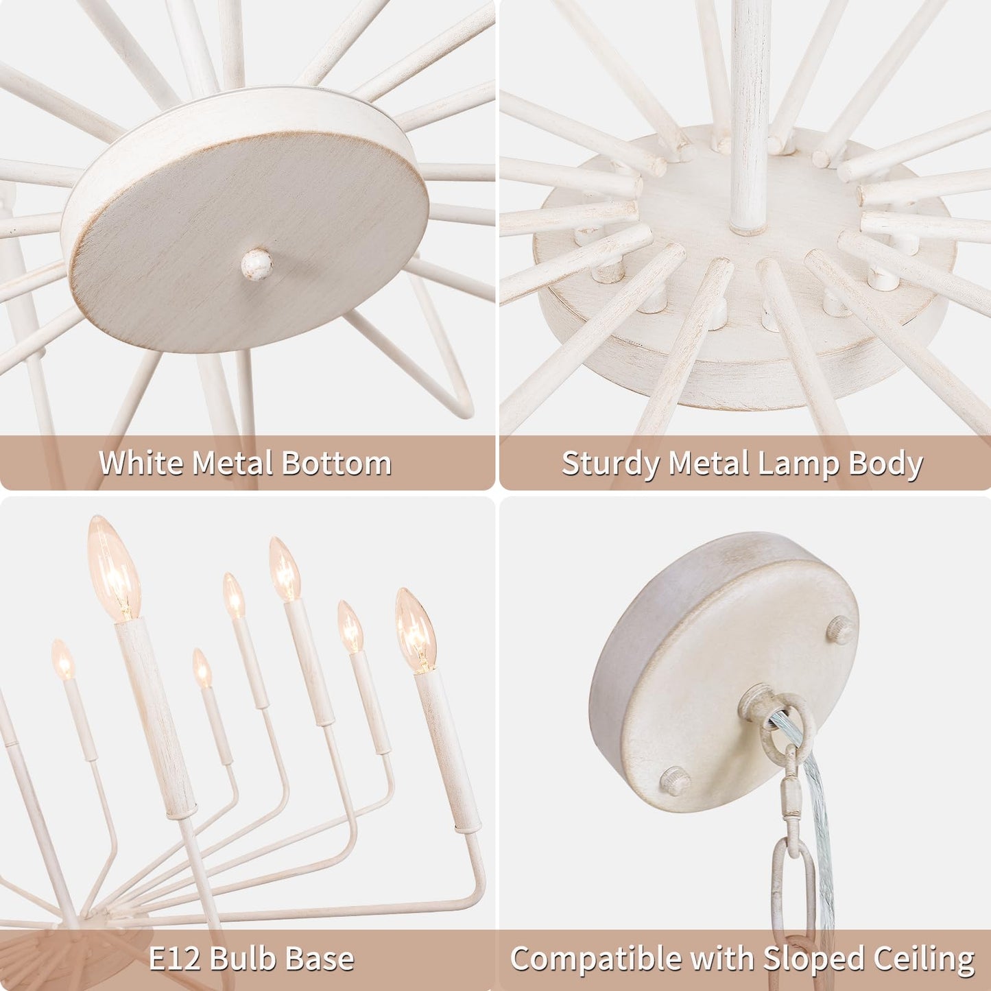 French Country Chandelier  16 Light Farmhouse Chandeliers For Dining Room Lighting Fixtures Hanging  White Chandelier Light Fixture  Industrial Chandeliers For Living Room Kitchen Staircase Foyer