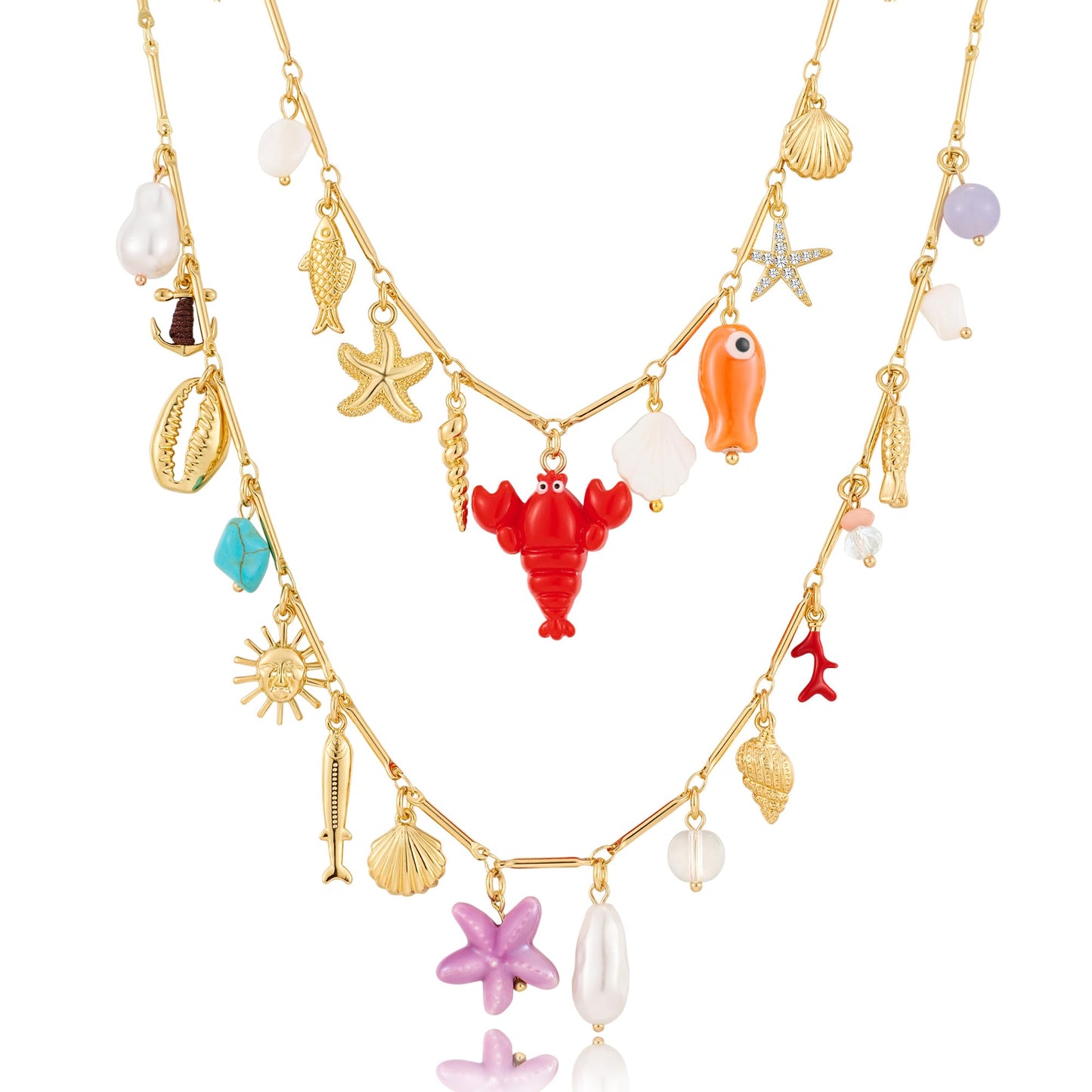 CLASSYZINT Shell Necklace Shell Conch Starfish Charm Necklace Boho Summer Necklaces Beach Jewelry for Women