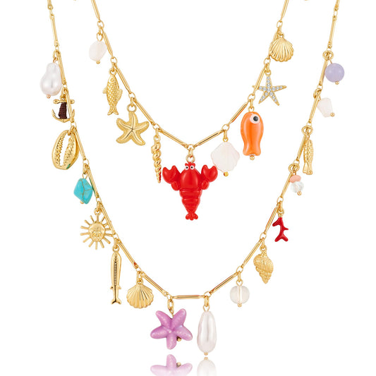 CLASSYZINT Shell Necklace Shell Conch Starfish Charm Necklace Boho Summer Necklaces Beach Jewelry for Women