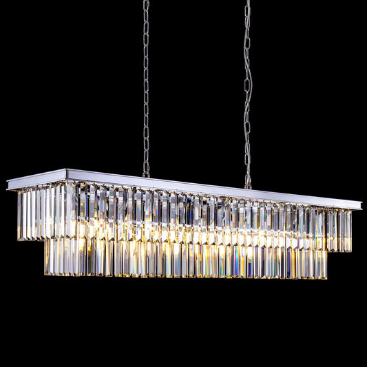 Wellmet 9-Light Crystal Chandelier 34.5 Inch  Contemporary Modern Chandeliers Adjustable For Living Room  Dining Room  Pool Table Light  Kitchen Island Lighting (Chrome  47 Inches)