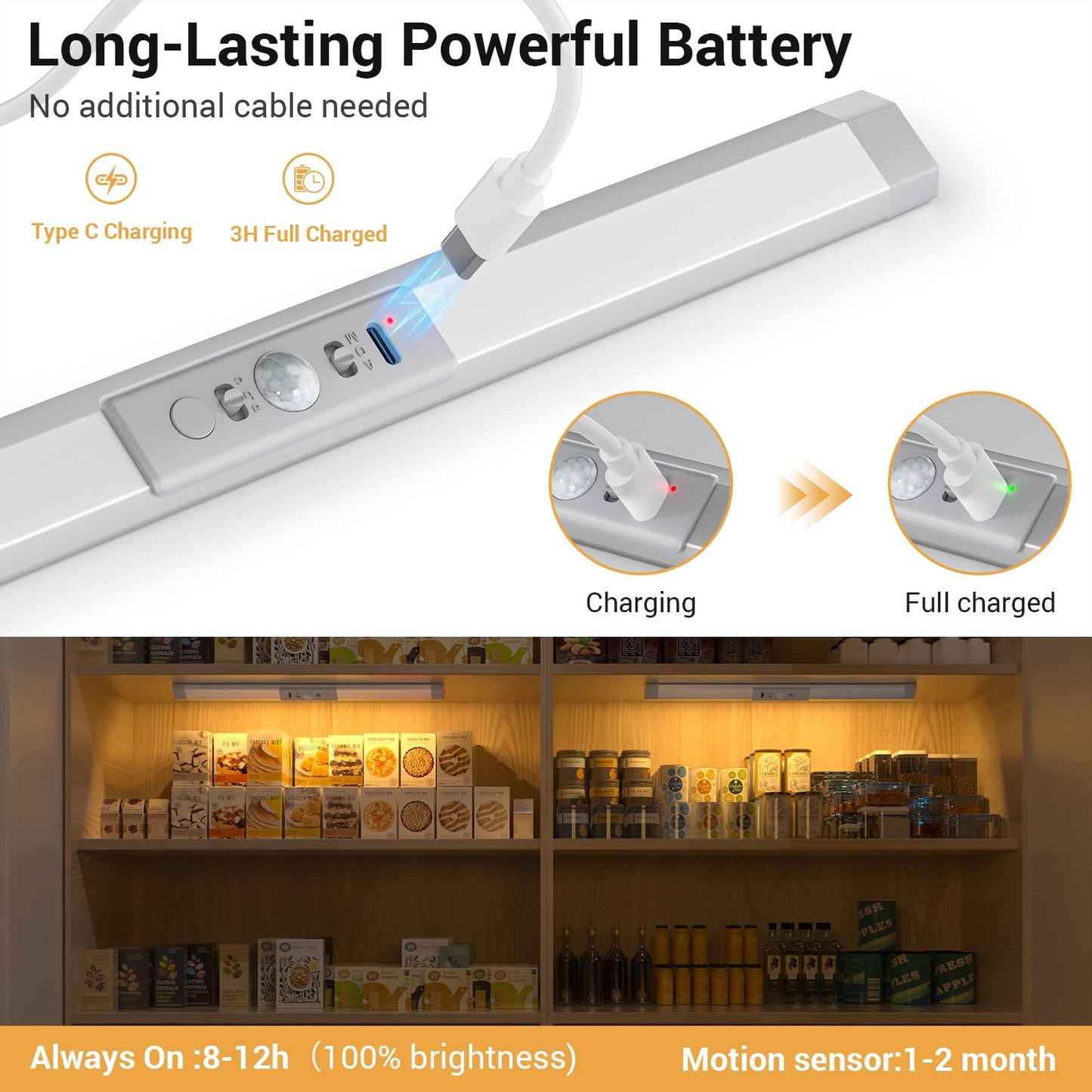 Wobane Closet Lights Motion Sensored With Eye-Protection Rechargeable Led Wardrobe Lighting With 3 Color 12 Inch Dimmable Wireless Battery Operated Light Indoor For Stair Pantry Hallway 900Mah 3Pcs