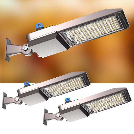 Lightdot 500W Parking Lot Lighting 75000Lm 5000K Led Parking Lot Lights With Dusk To Dawn Photocell  Ip65 Waterproof Arm Mount-2Pack (Coverage: 66~121Ft At Height:30~55Ft)