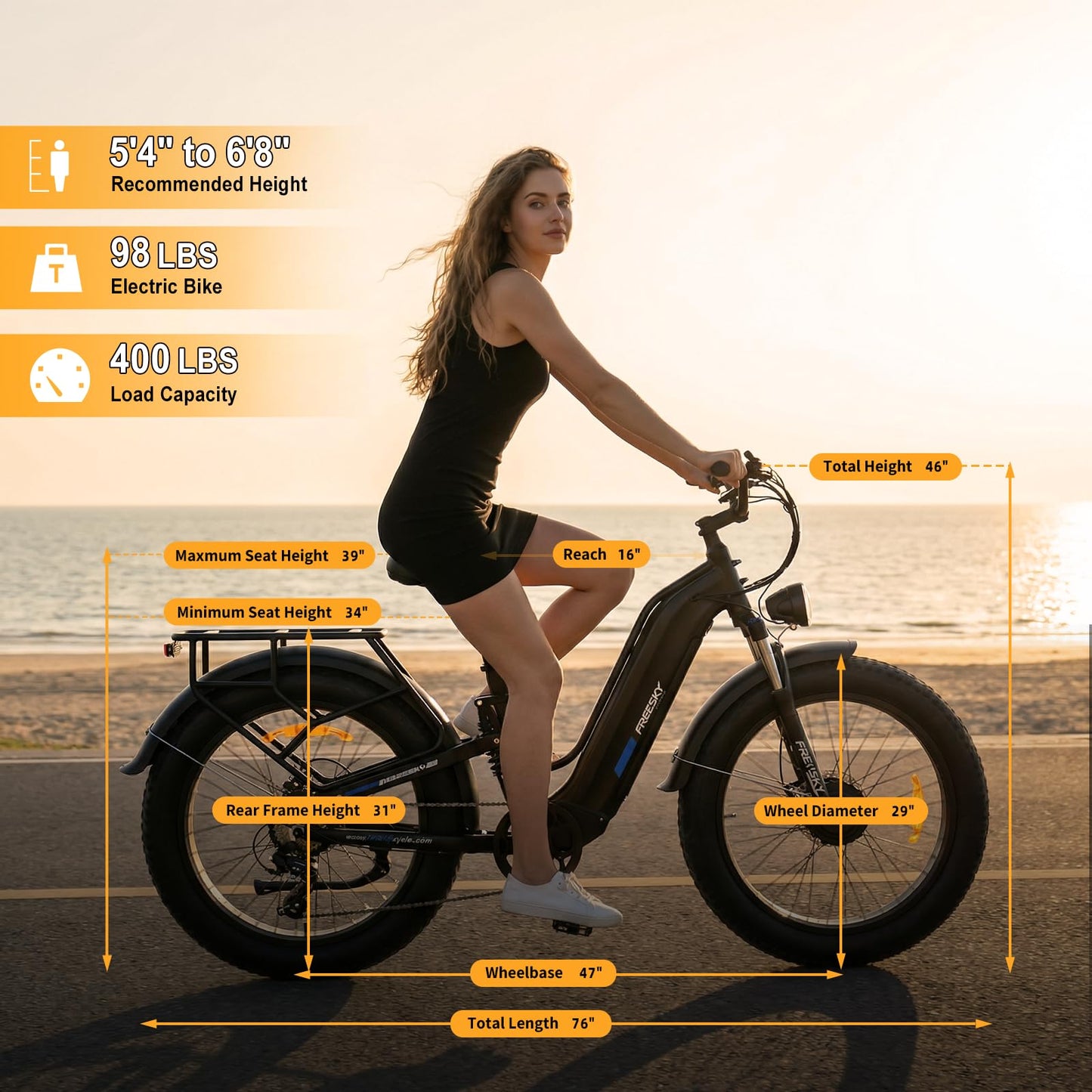 FREESKY Dual Motor Electric Bike for Adults 3500W Fast Ebike 105Miles Long Range 48V 25A Electric Mountain Bike 34MPH Dirt E Bike 26'' Fat Tire Full Suspension Electric Bicycle for Women/Man Blue