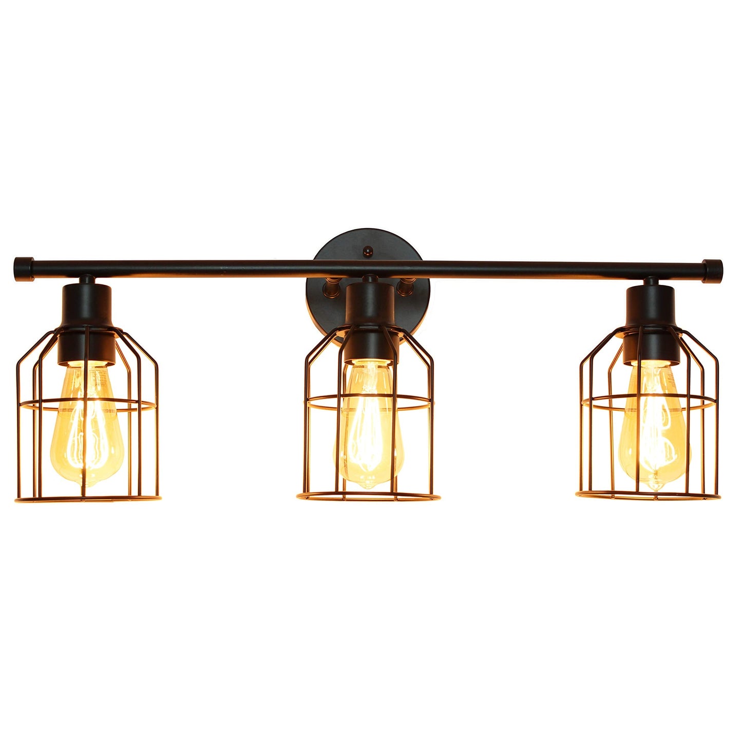 Elegant Designs VT1014-BLK 3 Light Cage Vanity Light, Iron, Matte Black