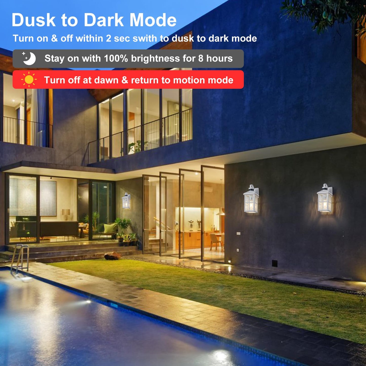 Yjxgdil Porch Lights Outdoor With Remote Control: Motion Sensor Exterior Lighting Fixtures Intelligent 3 Lighting Modes Outdoor Wall Lights Sconce Lights For House Patio Front Door Garage
