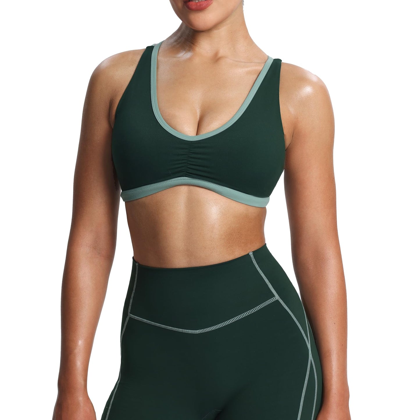 Aoxjox Women's Workout Sports Bras Fitness Rory Ruched Bra Yoga Crop Tank