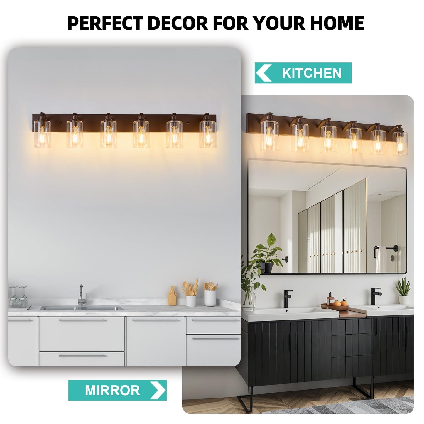 Alaislyc 6-Light Bathroom Light Fixtures Modern Orb Vanity Lights For Bathroom Lighting Fixtures Over Mirror With Clear Glass Shade For Cabinet Mirror Bedroom Hallway