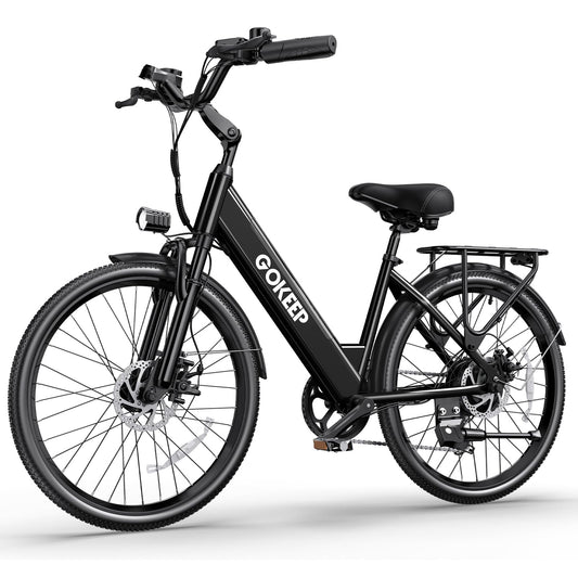 GOKEEP Electric Bike for Adults,1000W Peak Power,Up to 75 Miles 20MPH,26" Electric Mountain Bike with 499Wh Removable Battery,7-Speed,Adjustable Stem and Front Fork Suspension
