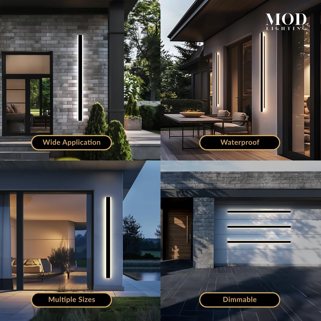 ?????? ???????????????? Haylen | Waterproof Outdoor Wall Light  Led Dimmable With Remote 3000K-6000K  Long Outdoor Porch Lights  Wired Lighting Fixture  Patio Exterior Wall Sconce  2-Pack (Black  59)