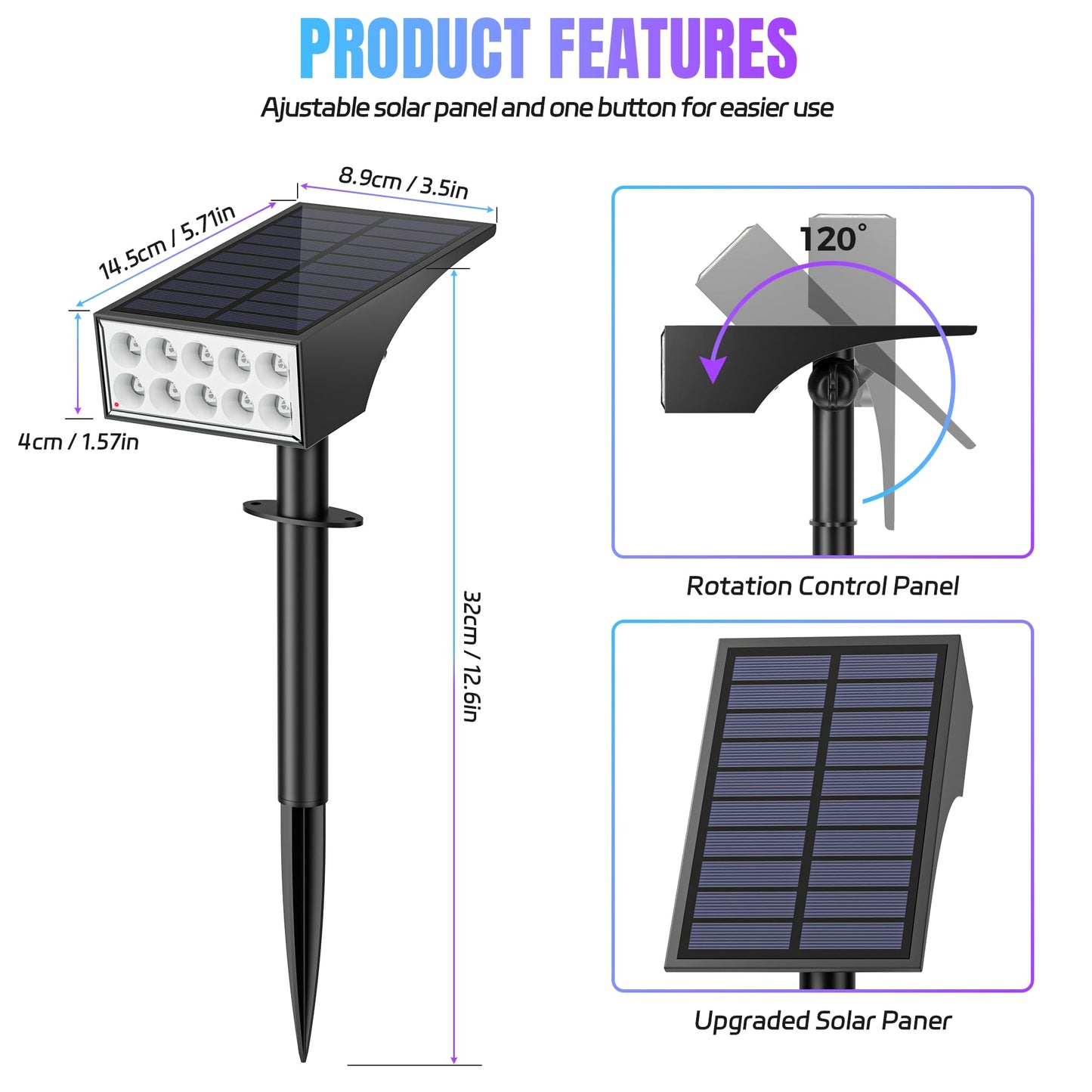 Wenaty Solar Spot Lights Outdoor Color Changing  [7 Mode/12 Pack] Christmas Landscape Spotlights  Solar Lights Outdoor Waterproof Led Powered Flood Light For Halloween Pathway Yard Garden Tree Walkway