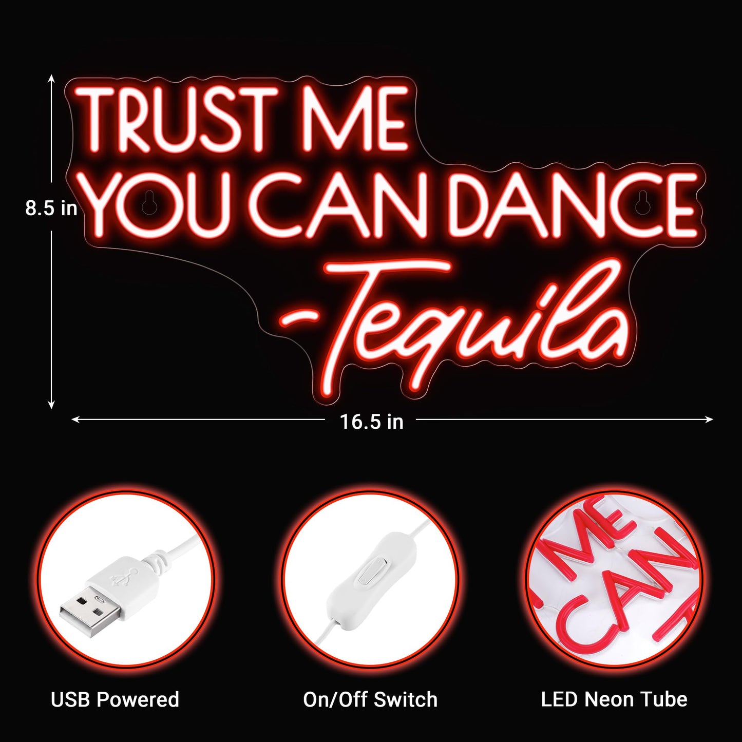 Kavaas Trust Me You Can Dance - spirit-inspired flavor Neon Sign  Neon Bar Signs For Home Bar Decor  Man Cave Pub Party - Best Gifts For spirit-inspired flavor Lover  Husband  Father  Birthday  Christmas