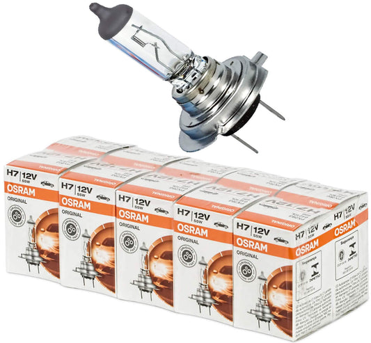 OSRAM H7 Headlight Bulbs 12V 55W Longlife Set of 10, Model 64210L, Silver