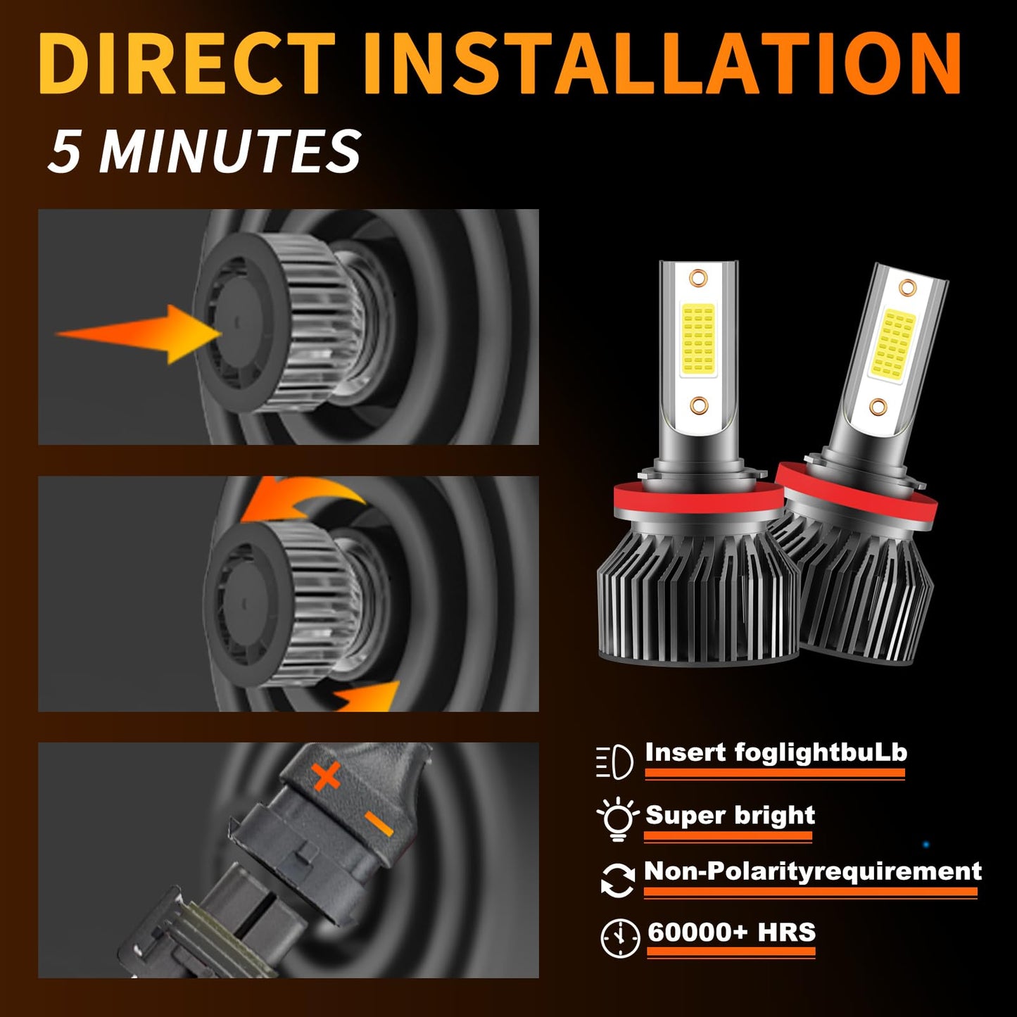 Nexilara H11/H8/H9 Led Bulbs Combo For 2016-2023 Toyota Tacoma, 600% Brightness, 6500K White, Aluminum, Pack Of
