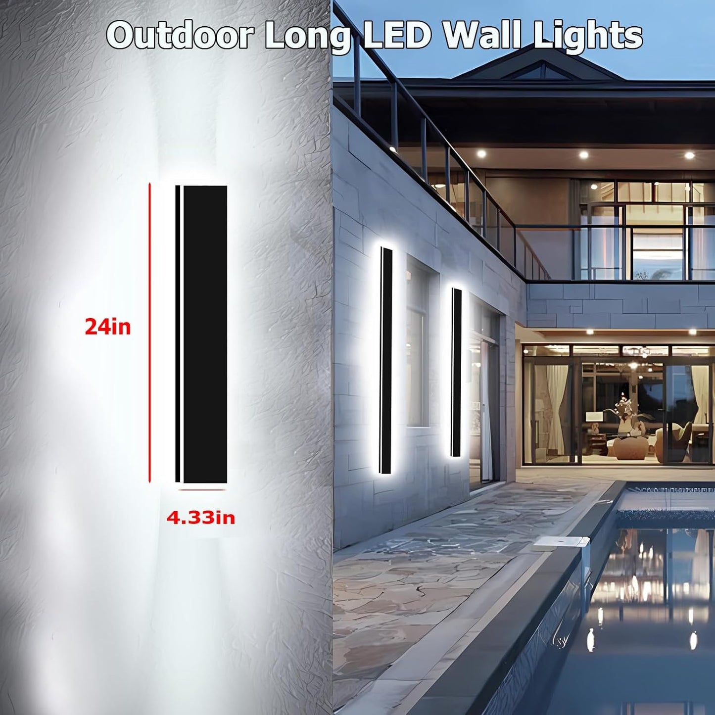 Enmln 47In Modern Outdoor Lights Fixture 4.33In Wide Dimmable Exterior Wall Lights For Garage And Front Door Long Outdoor Wall Sconce Ip65 Waterproof Black Led Outdoor Entrance Lighting