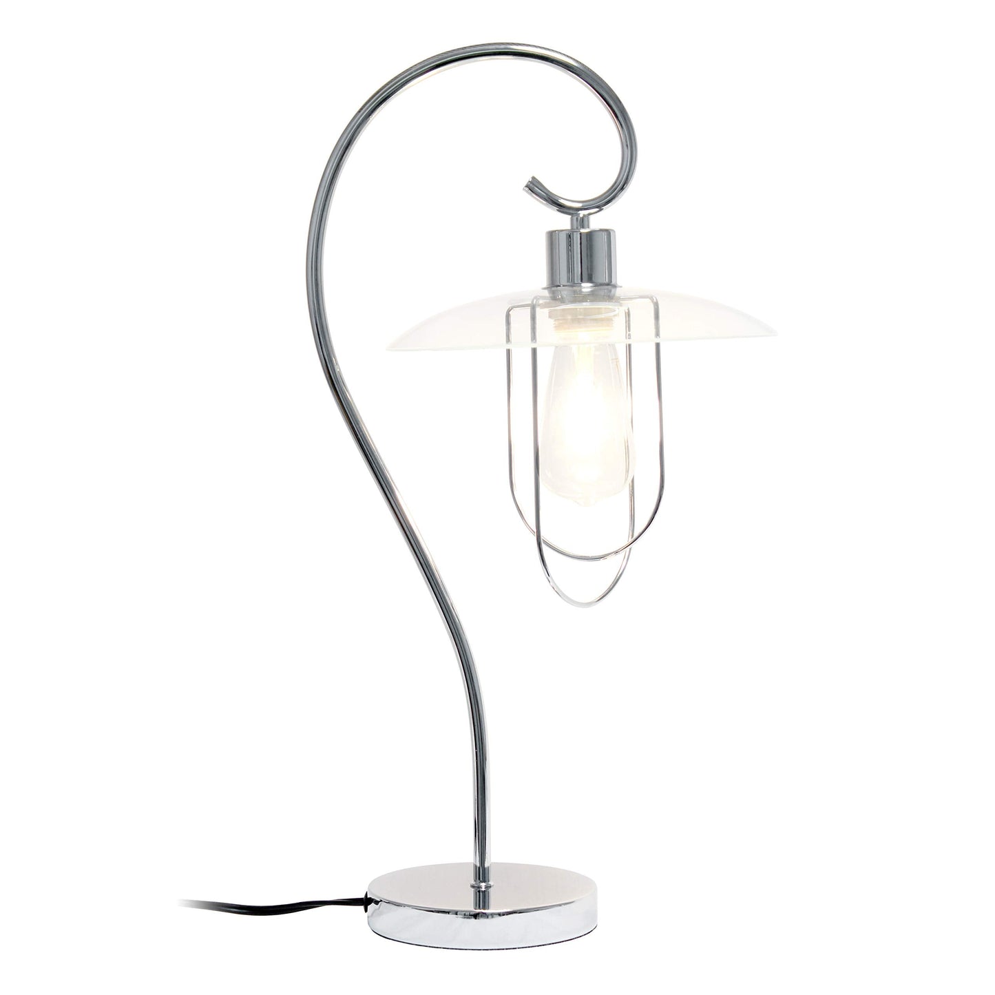 Simple Designs LT1086-CHR Modern Metal Table Lamp, Chrome, Iron Material