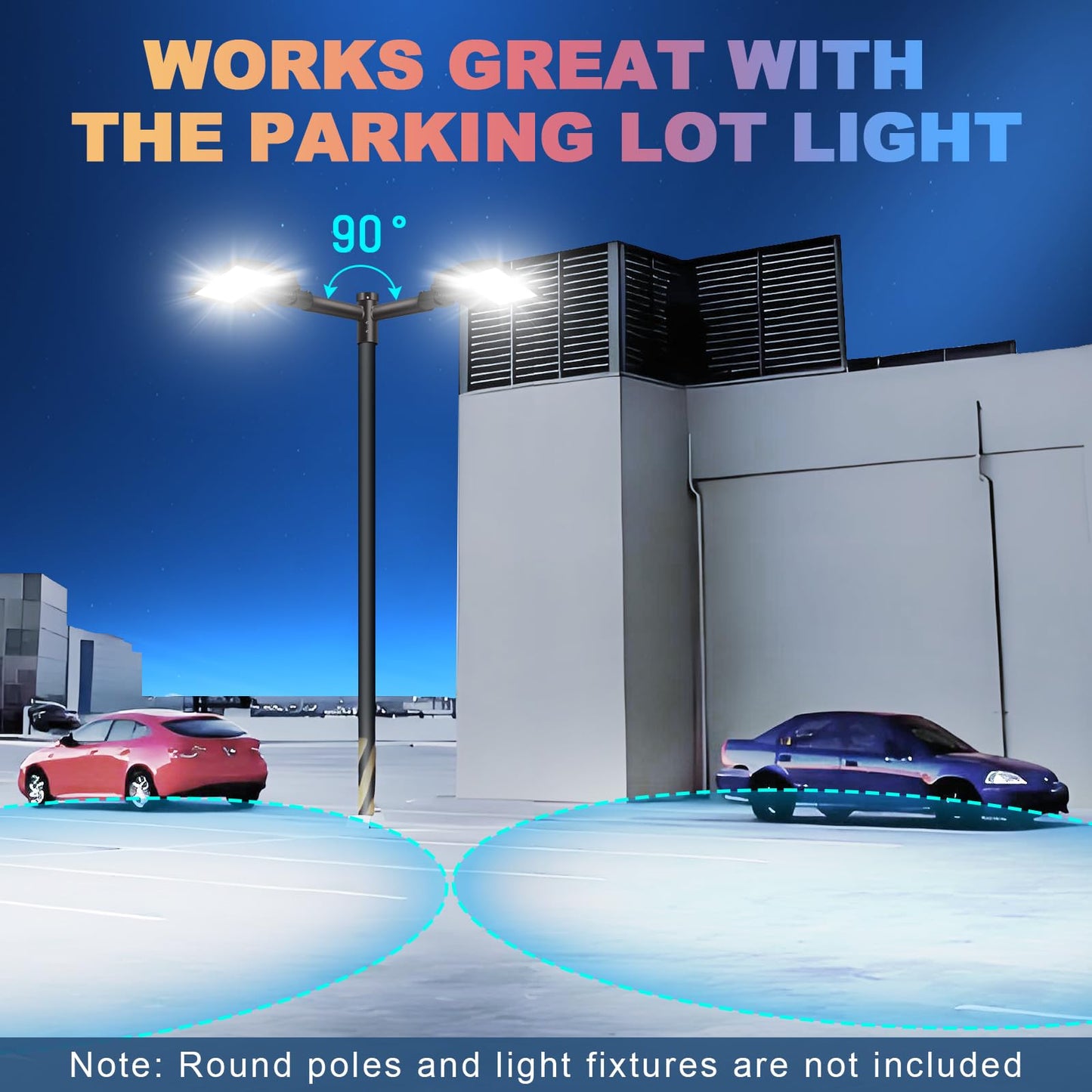 Ledmo 90 Tenon Adaptor With 2 Arms  Double 2-3/8 Round Slip Fitter Bracket  Lighting Mounting Heavy Duty Extension Round Pole For Parking Lot Area Light Street Floodlight Solid Rustproof