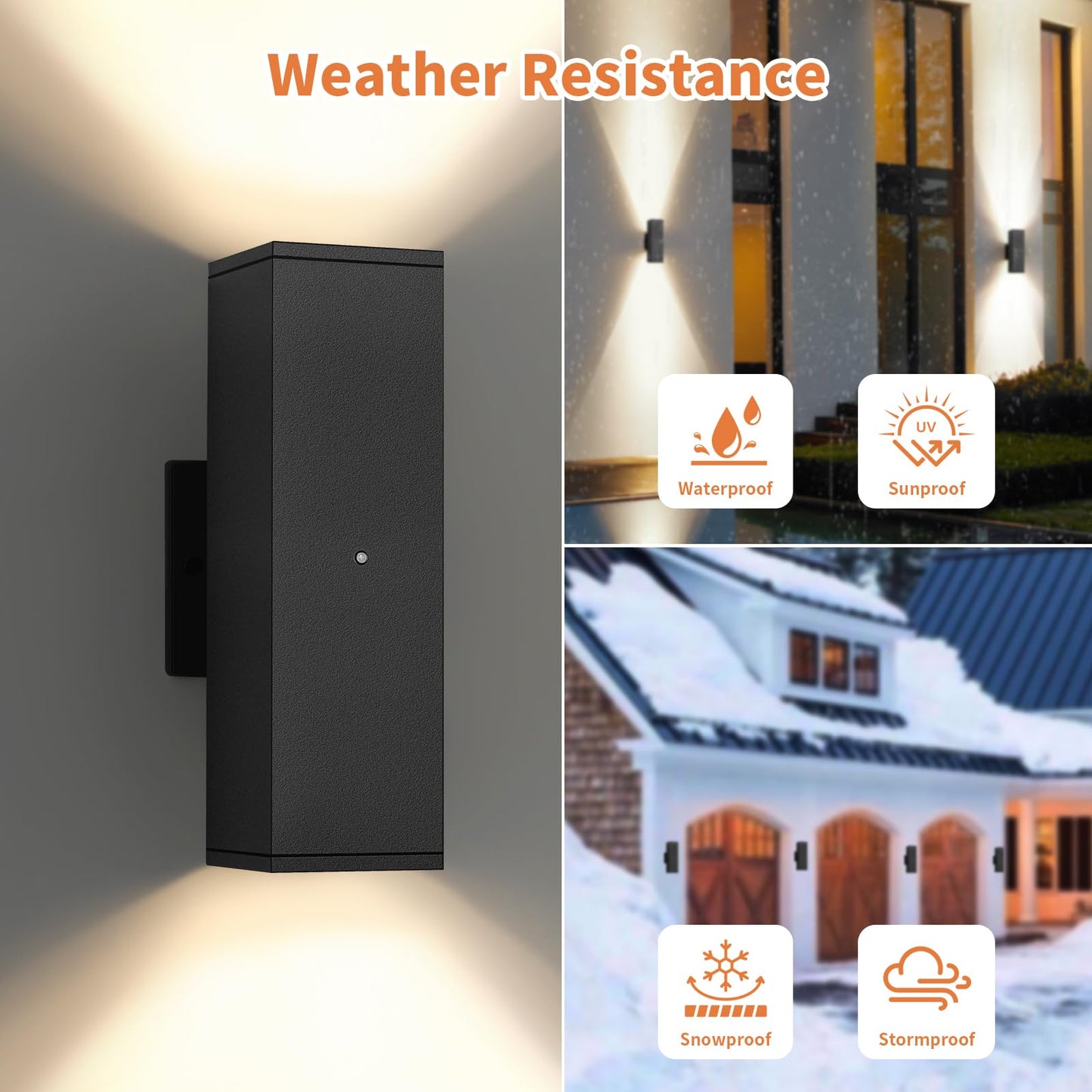 Dusk To Dawn Outdoor Lighting  Led Square Up And Down Outdoor Sconce Lights  Matte Black Exterior Lighting Fixtures With 7W Led Bulbs  Front Porch Lights For House  Garage  Patio  Doorway  1 Pack