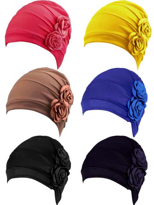 6 Pieces Women Headwrap Turban Chemo Cancer Headwear African Headwrap Hair Pre-Tied Turbans Fashion Head Covering