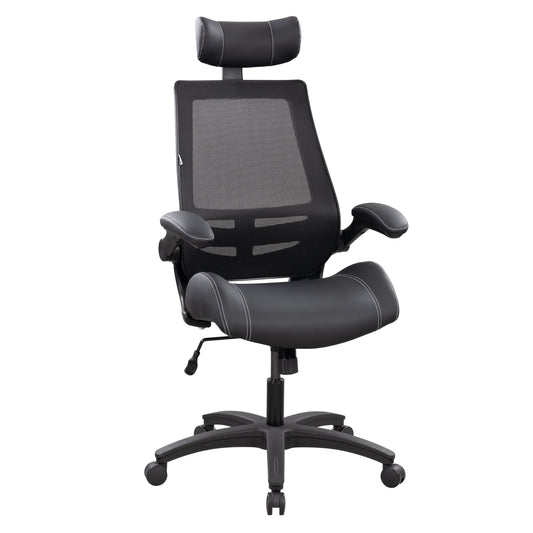BOLISS Microleather 400lbs Office Chair High-Back Ergonomic Desk Chair with Extra-Thick High-Density Foam Seat, Adjustable Headrest, 90° Flip-Up Arms, and Rocking Tilt for Home & Office