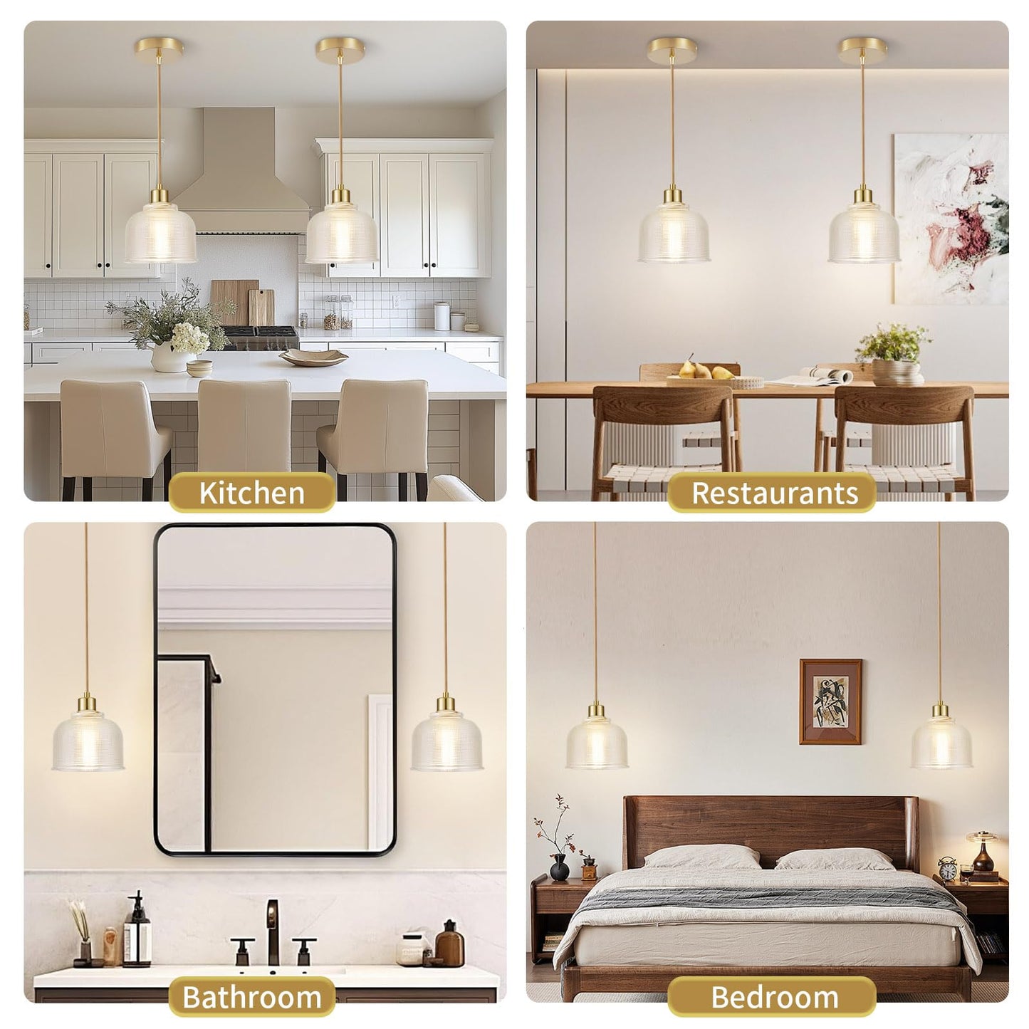 Wimisom 2Pack Industrial Pendant Lighting  Modern Clear Glass Shade Farmhouse Adjustable Hanging Light Fixtures For Kitchen Island Living Room Bedroom Hallway Gold And Clear
