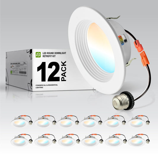 ASD 4 Inch Retrofit LED Recessed Lighting | Metal Trim White 10W 849LM 120V 2700K-5000K Adjustable Ceiling Downlights | Triac Di