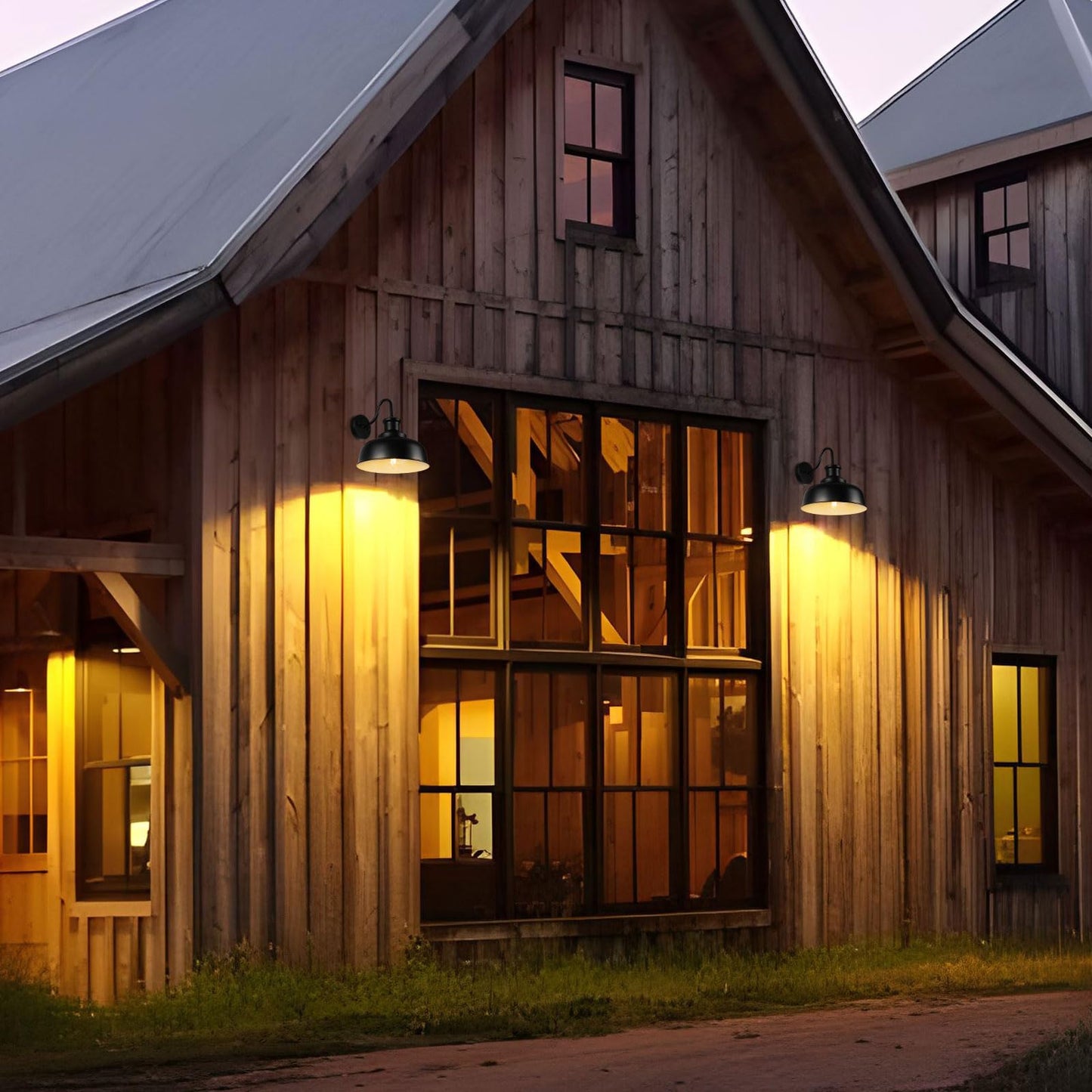 Diyel Solar Barn Lights For Outside  Gooseneck Outdoor Wall Lights Solar Powered  Farmhouse Exterior Wall Sconces  Industrial Exterior Lighting Fixture  Rustic Lantern For Garage  Barn  Shed Rzsr007-2