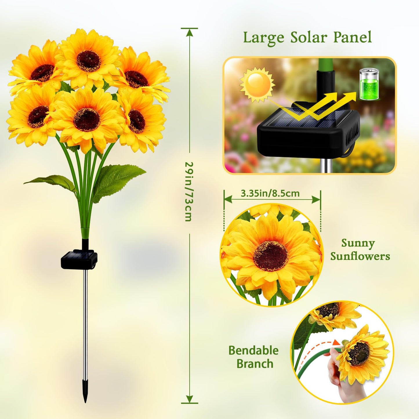 Solar Garden Lights Outdoor  6 Pack Sunflower Lights With 36 Sunflower  Waterproof 60 Led Garden Fall Decor  Gifts For Mom Grandma  Decorative Solar Flowers For Pathway Patio Yard Flowerbed Decoration