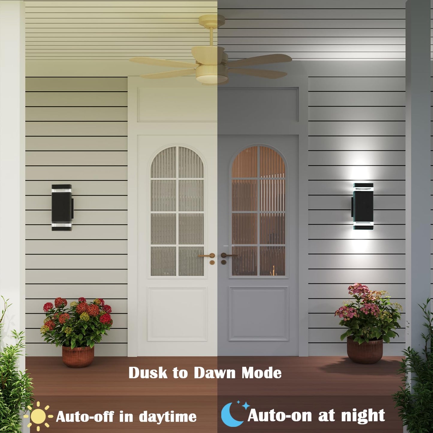 Rosykite Motion Sensor Outdoor Wall Lights  Dusk To Dawn Exterior Light Fixtures With 3 Lighting Modes Up And Down Porch Lights 5000K Daylight  Waterproof Modern Wall Sconce For House  Patio  Garage