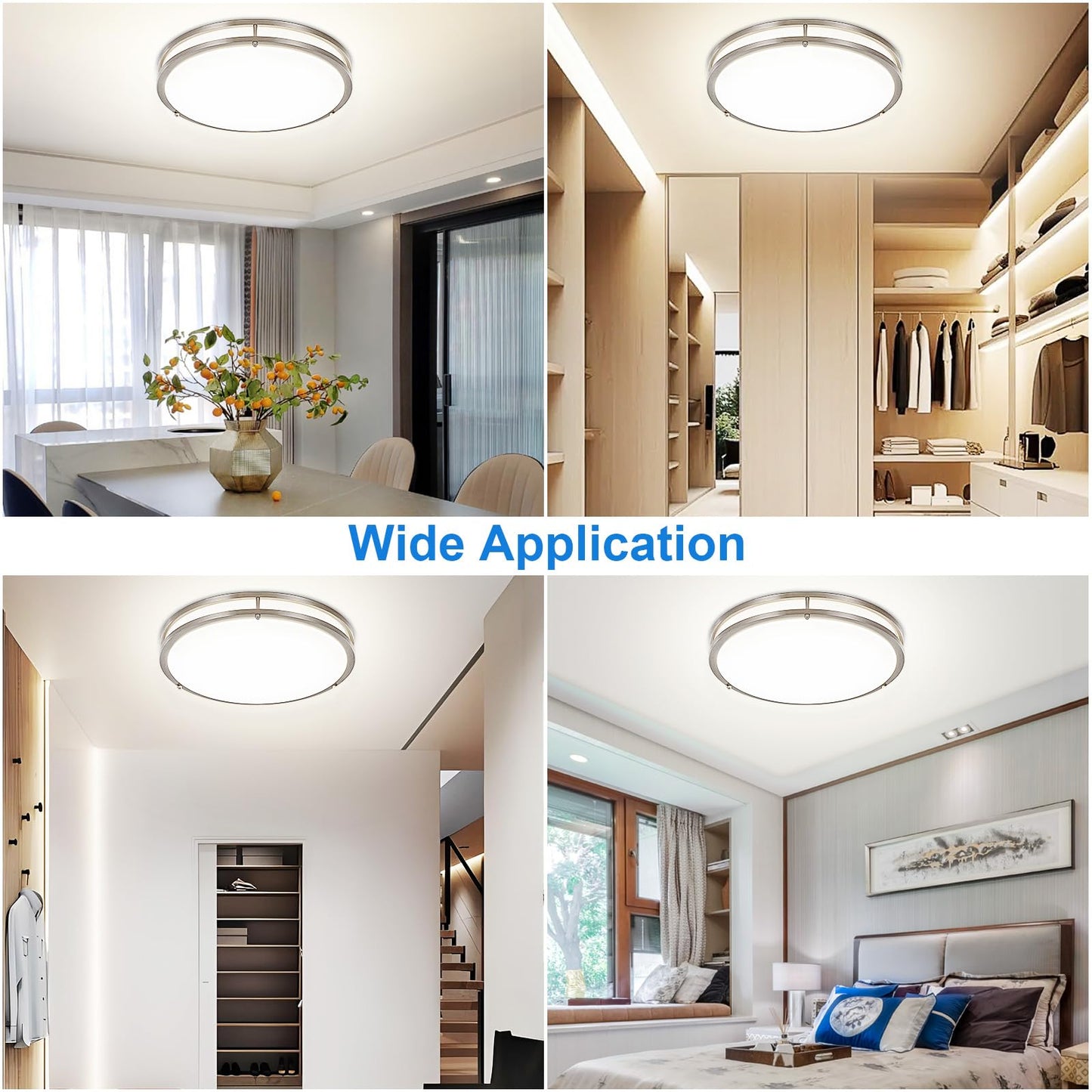 Dllt 2Pack Flush Mount Led Ceiling Light: 16 Inch 5Cct (3000K-6000K) & Dimmable Ceiling Light Fixtures For Bedroom Hallway - 36W Modern Brushed Nickel Super Bright Kitchen Lighting Fixtures Ceiling