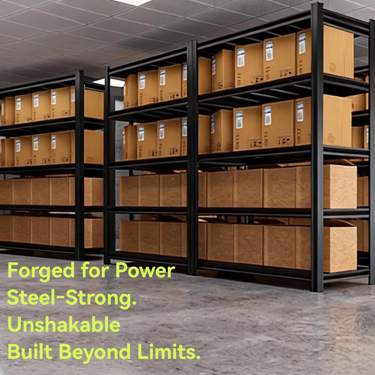 SYLOUGH Extra Large/Big 55.12"W Father&I Industrial 6-Heavy-Dudy-Shelf-Rack Utility Tall Garage/Warehouse Shelving Metal/Steel Storage Shelves Unit/System Adjustable for Bin/Shed, 84"*55.12*24", Black