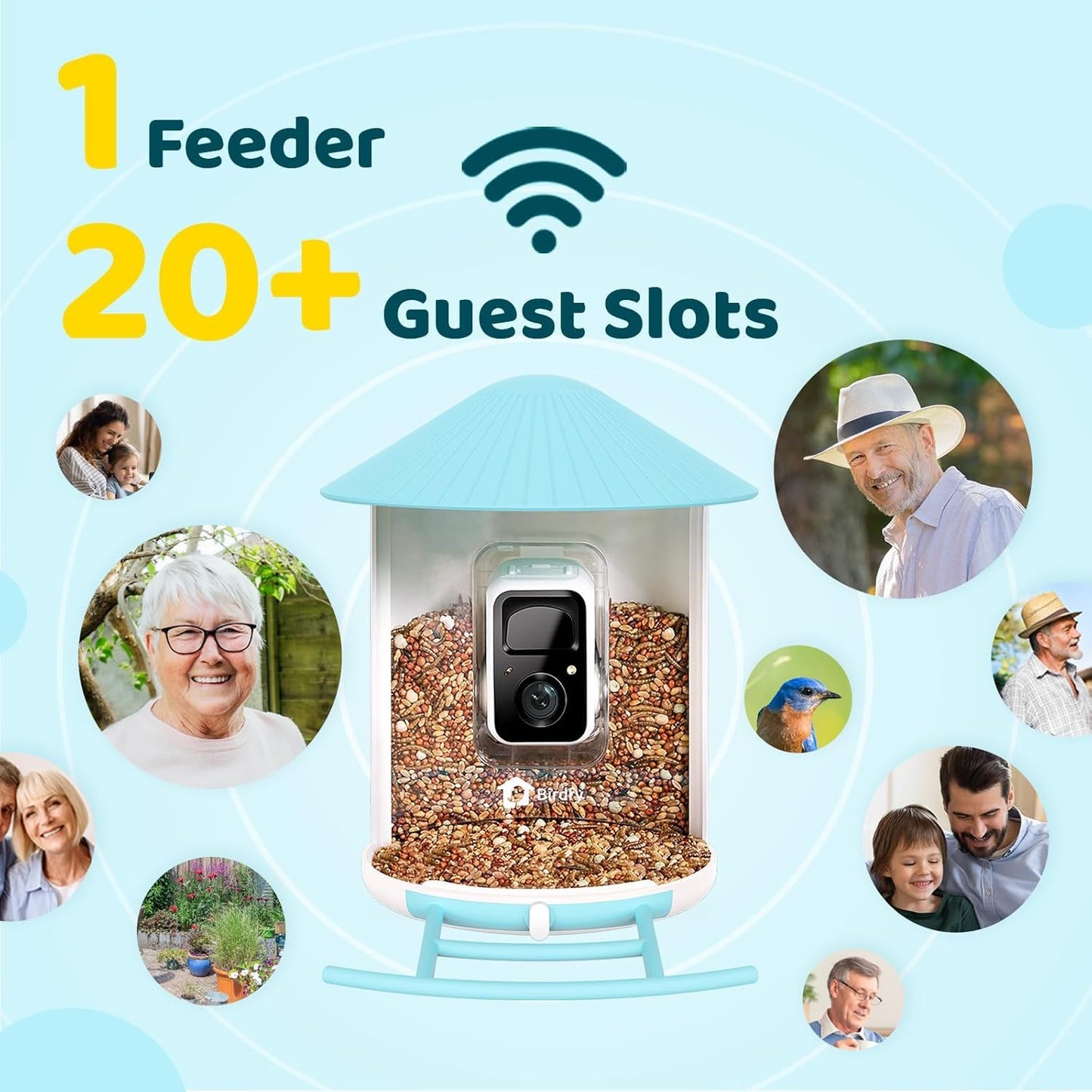 NETVUE by Birdfy Smart Bird Feeder with Camera Solar Power, Smart AI Birdwatching Camera, Auto Capture & Notify, Clear Day & Color Night Video & Pictures, Ideal Gift for Lover