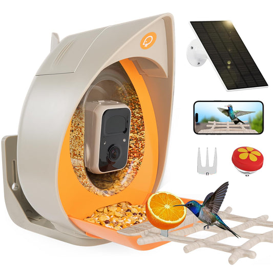 Bird Feeder with Camera Solar Powered, Smart Birds Feeder for Outside, AI Bird Identification Auto Capture Videos Pictures, 2K Live Feed Cam for Backyard, Ideal Gift for Birds Lover