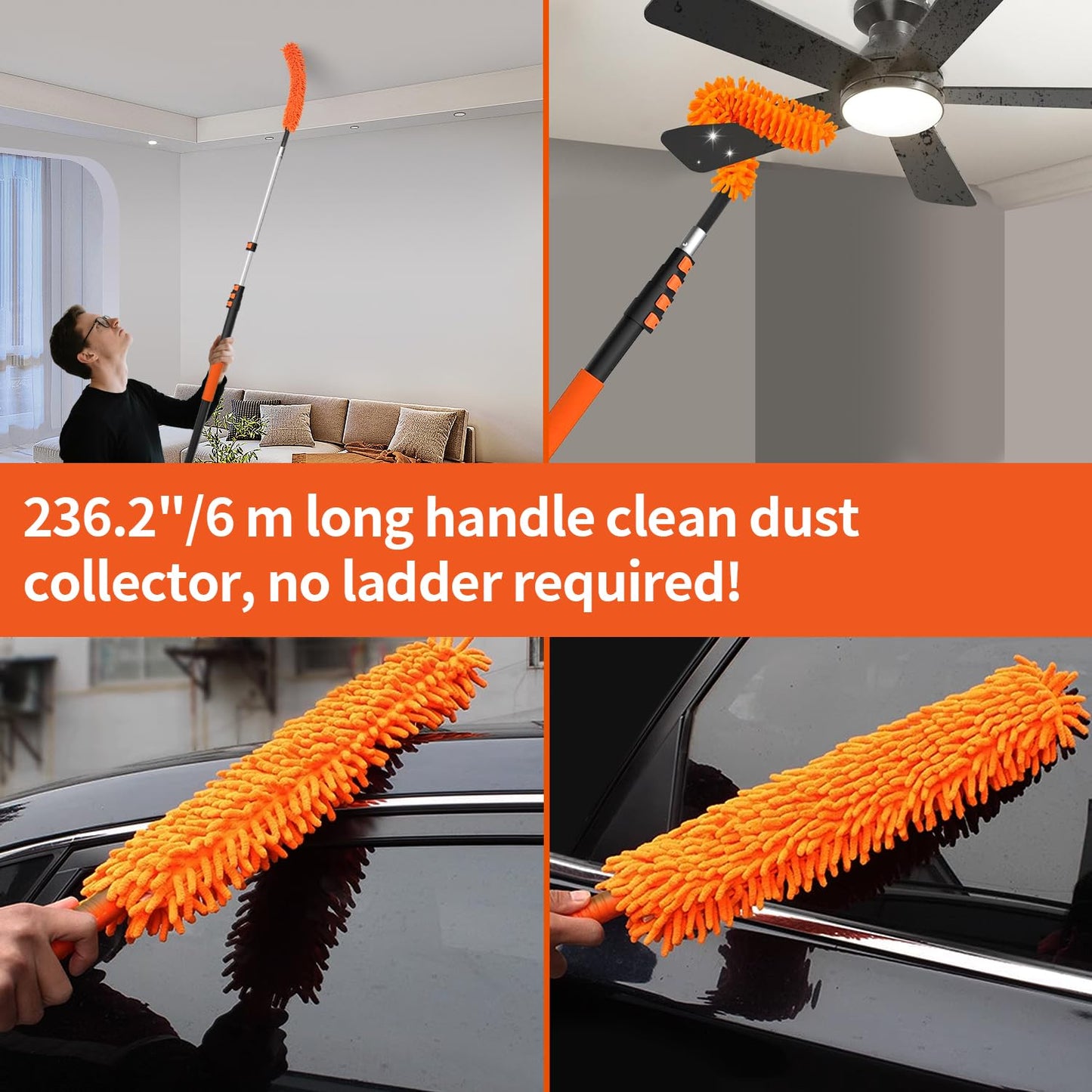 Light Bulb Changer For High Ceilings With 26Ft Reach  Telescopic Extension Pole For High Ceilings And Recessed Lights (5-20Ft) With Baskets  Suction Cup And Duster With Extension Pole