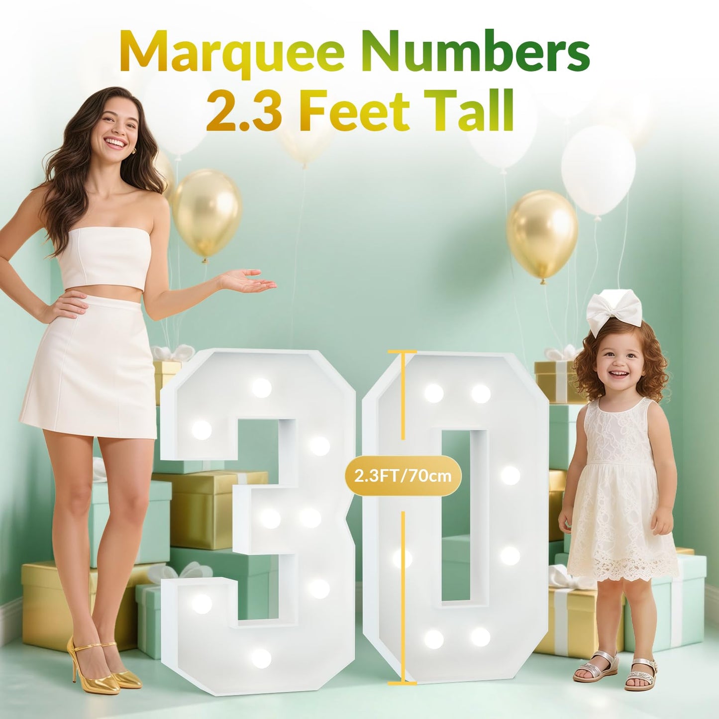 Joymuse 2.3Ft 30 Marquee Numbers  30 Light Up Numbers Numero 30 Para Cumpleaos For Birthday Party Anniversary Backdrop