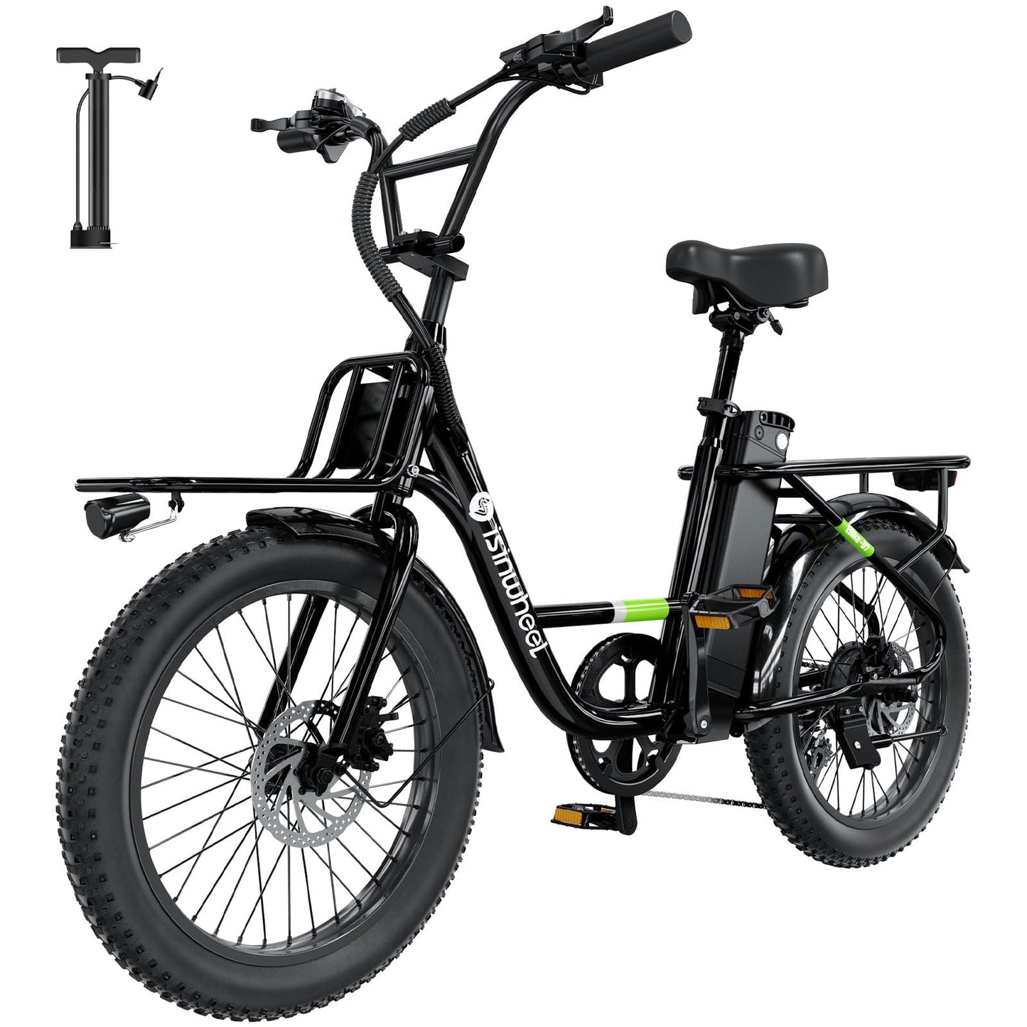 isinwheel U7 E Bike for Adults Electric Bike with Dual Cargo Rack, 48V 1000W Peak Ebikes for Adults, 7 Speed Gear, 20mph Step Thru Cruiser Electric Bicycles, 20" × 3“ Fat Tire Ebike