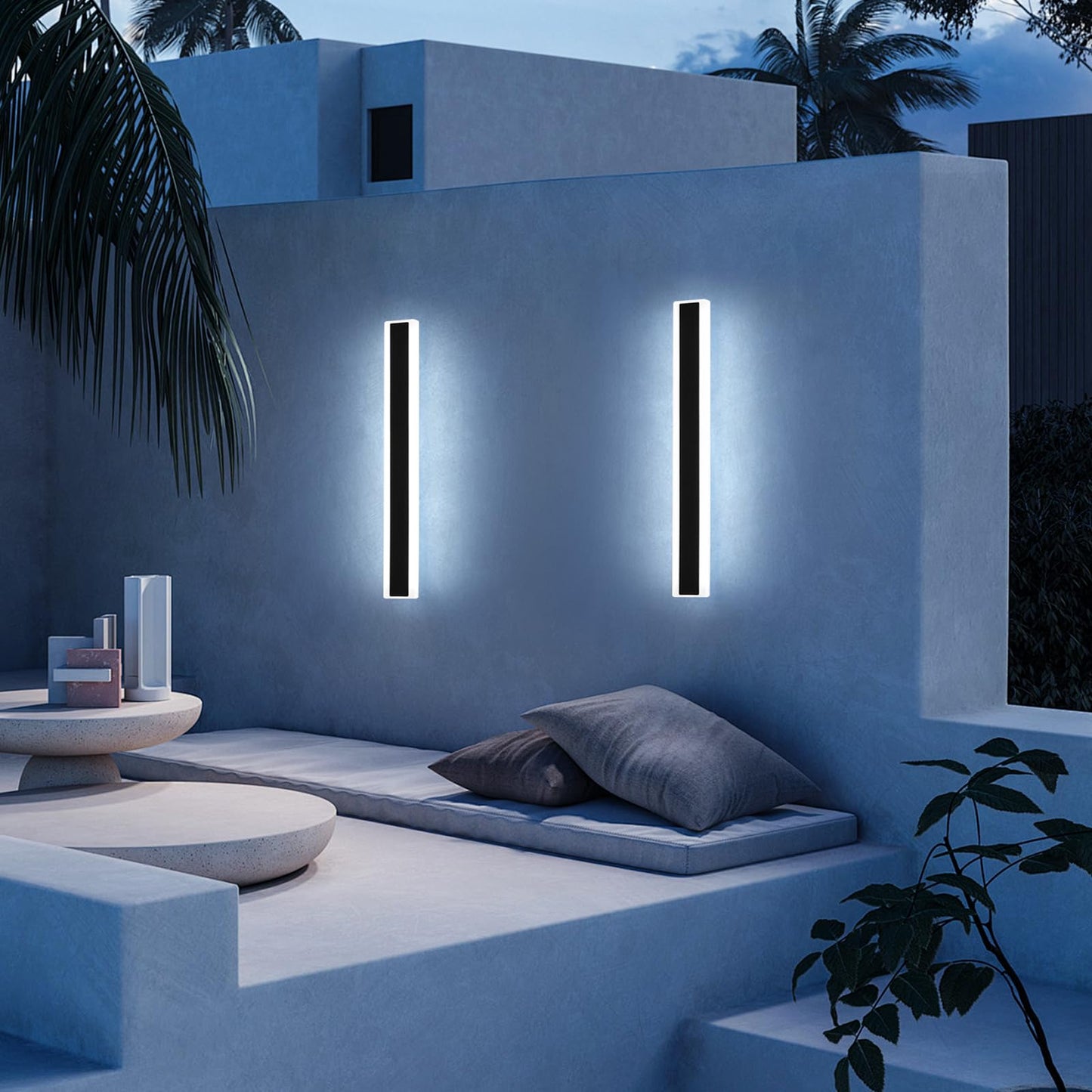 Mikeru 2Pack 23.6Inch Long Led Wall Light  6000K Cool White Modern Outdoor Wall Light Ip65 Waterproof Black Acrylic Porch Exterior Lighting Fixtures  Exterior Wall Mount Lights